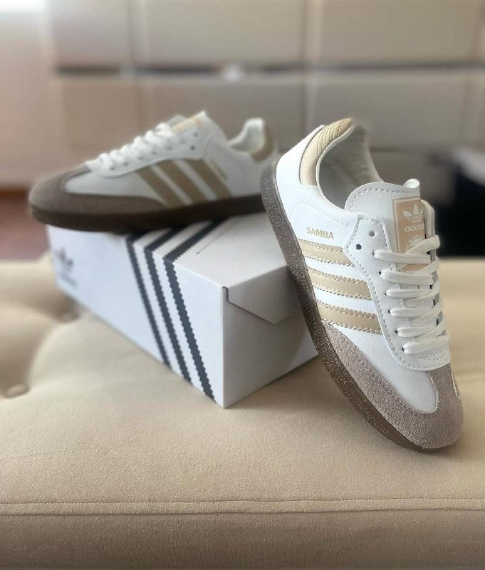 ADIDAS SAMBA BLANCA LOGO BEIGE