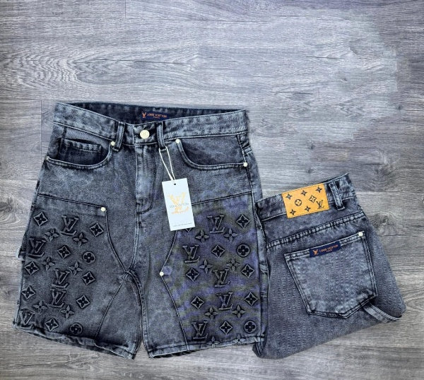 Pantalon corto LV gris logos pequeños