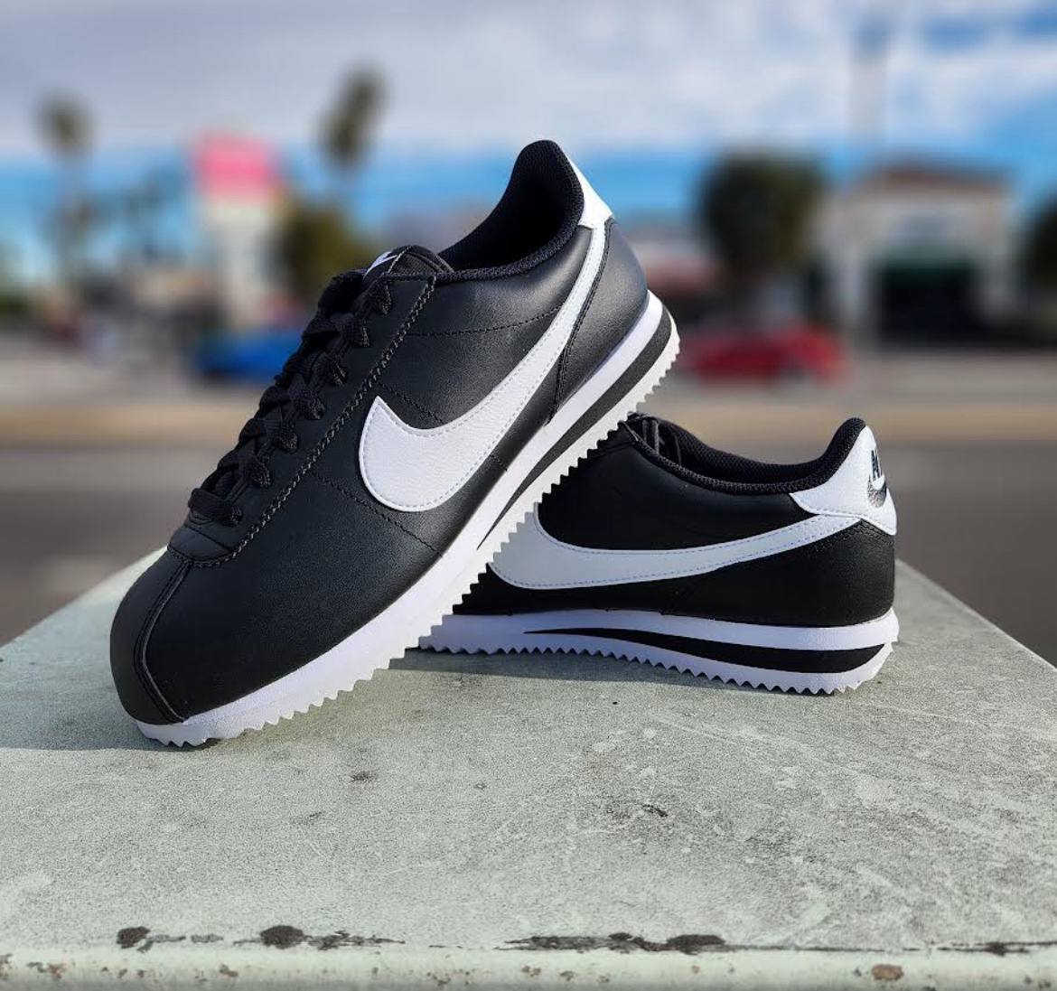 Nike cortez negras logo blanco