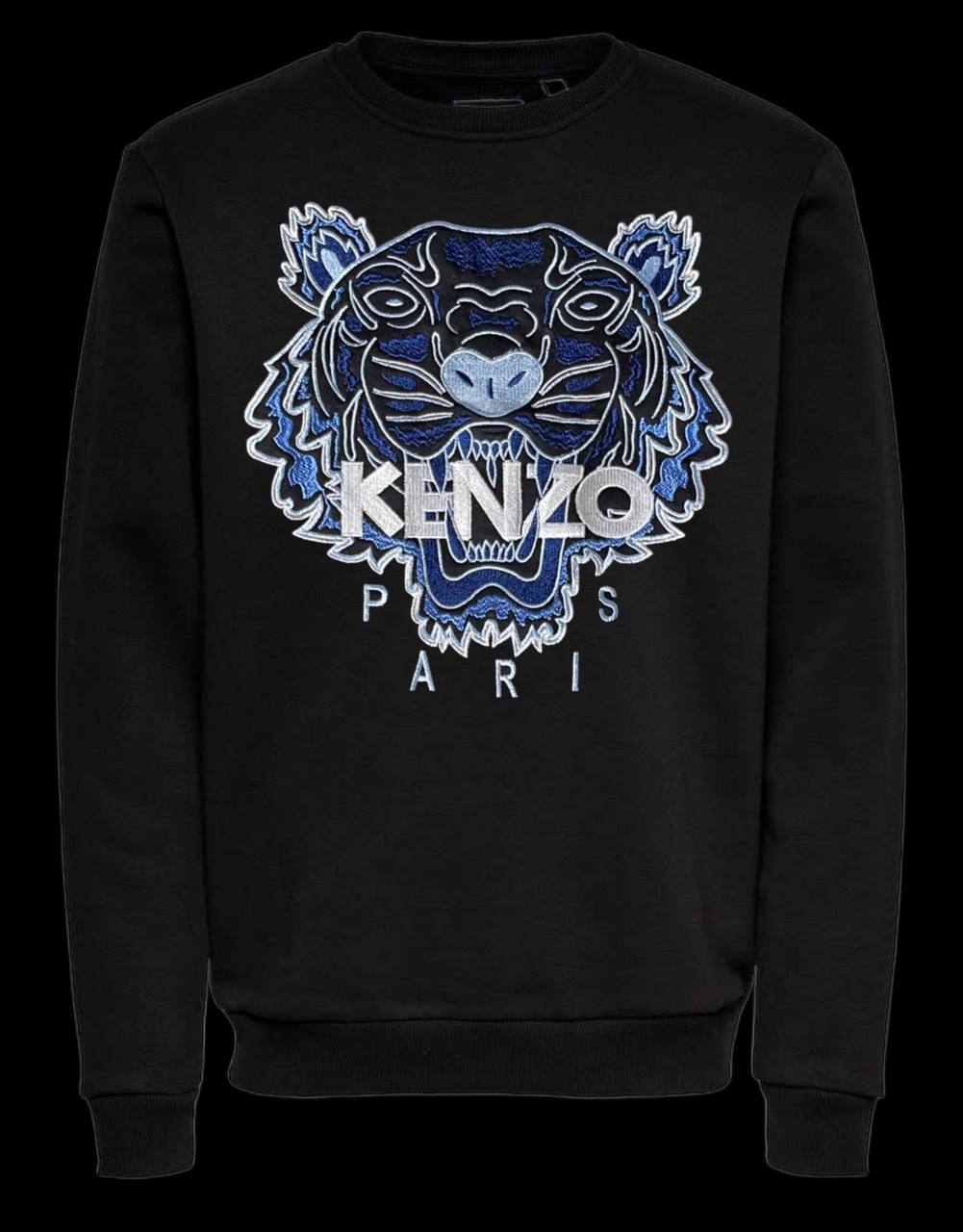 Sudadera KENZO negro logo azul y gris