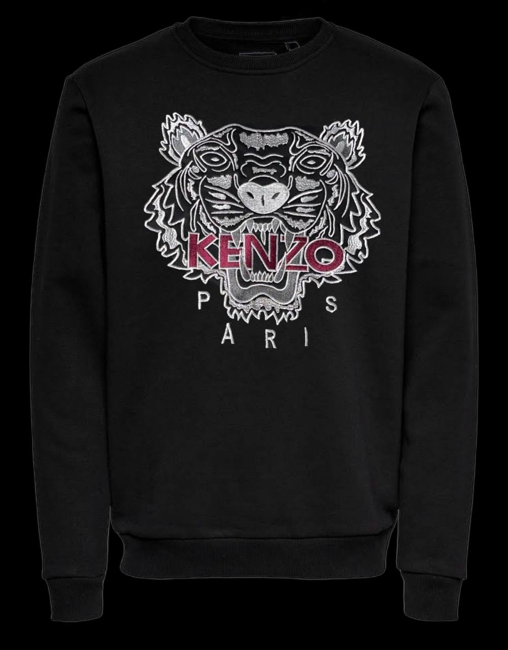 Sudadera KENZO negro logo blanco y rosa