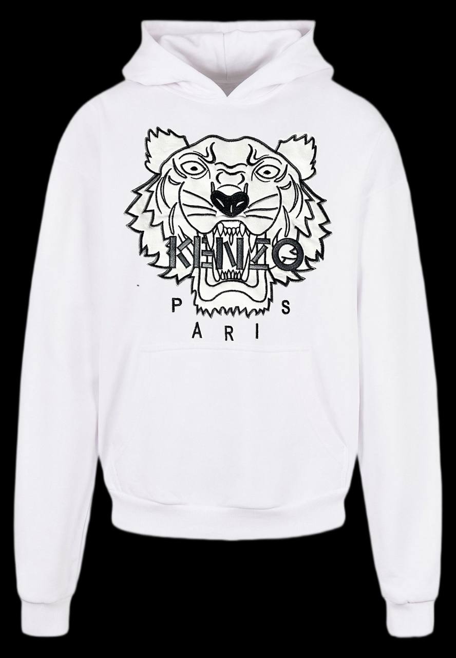 Sudadera KENZO con capucha blanco logo blanco y negro letras grises