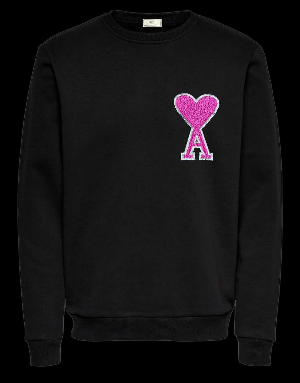 Sudadera AMI PARIS negra logo rosa