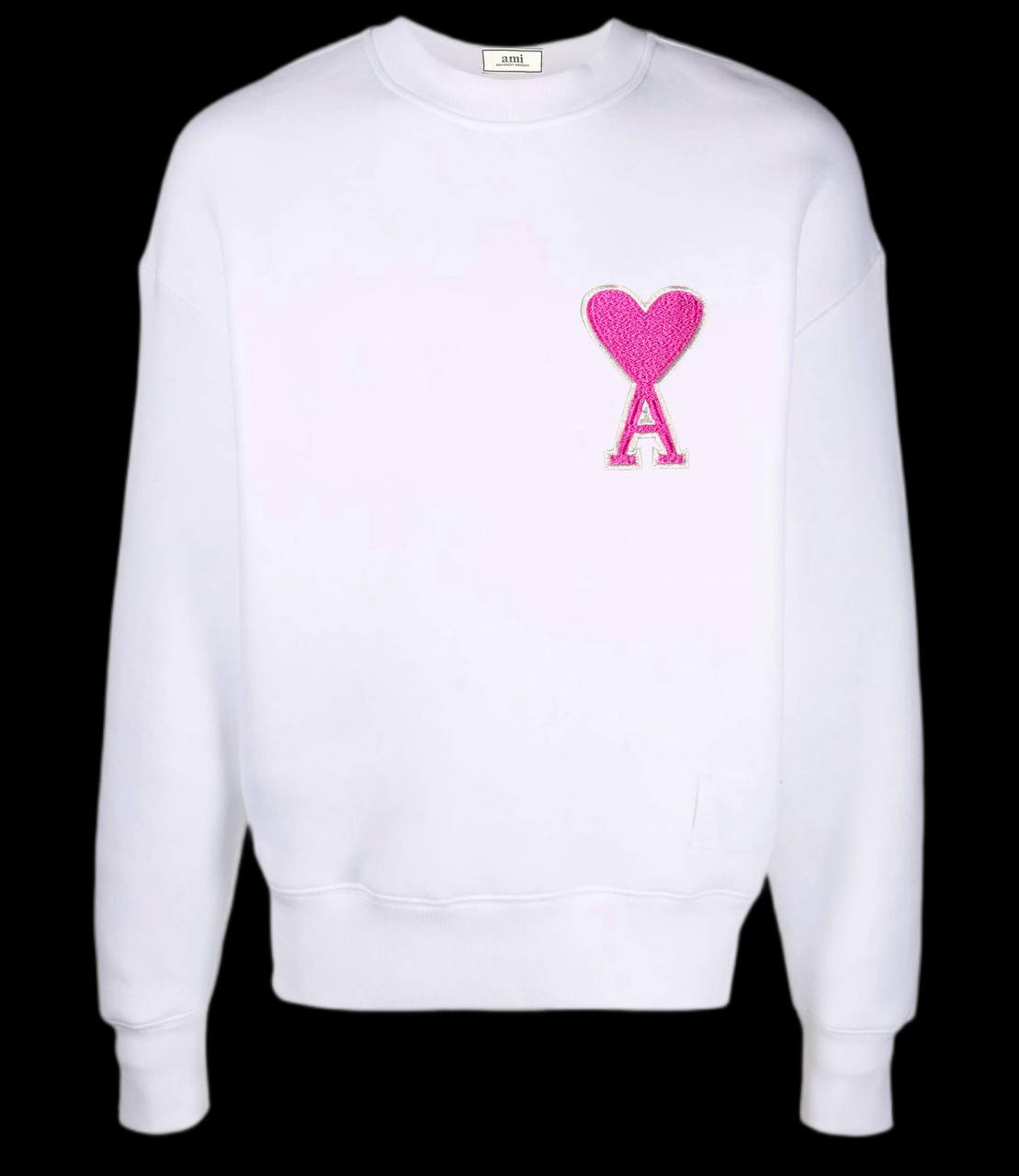 Sudadera AMI PARIS blanco logo rosa