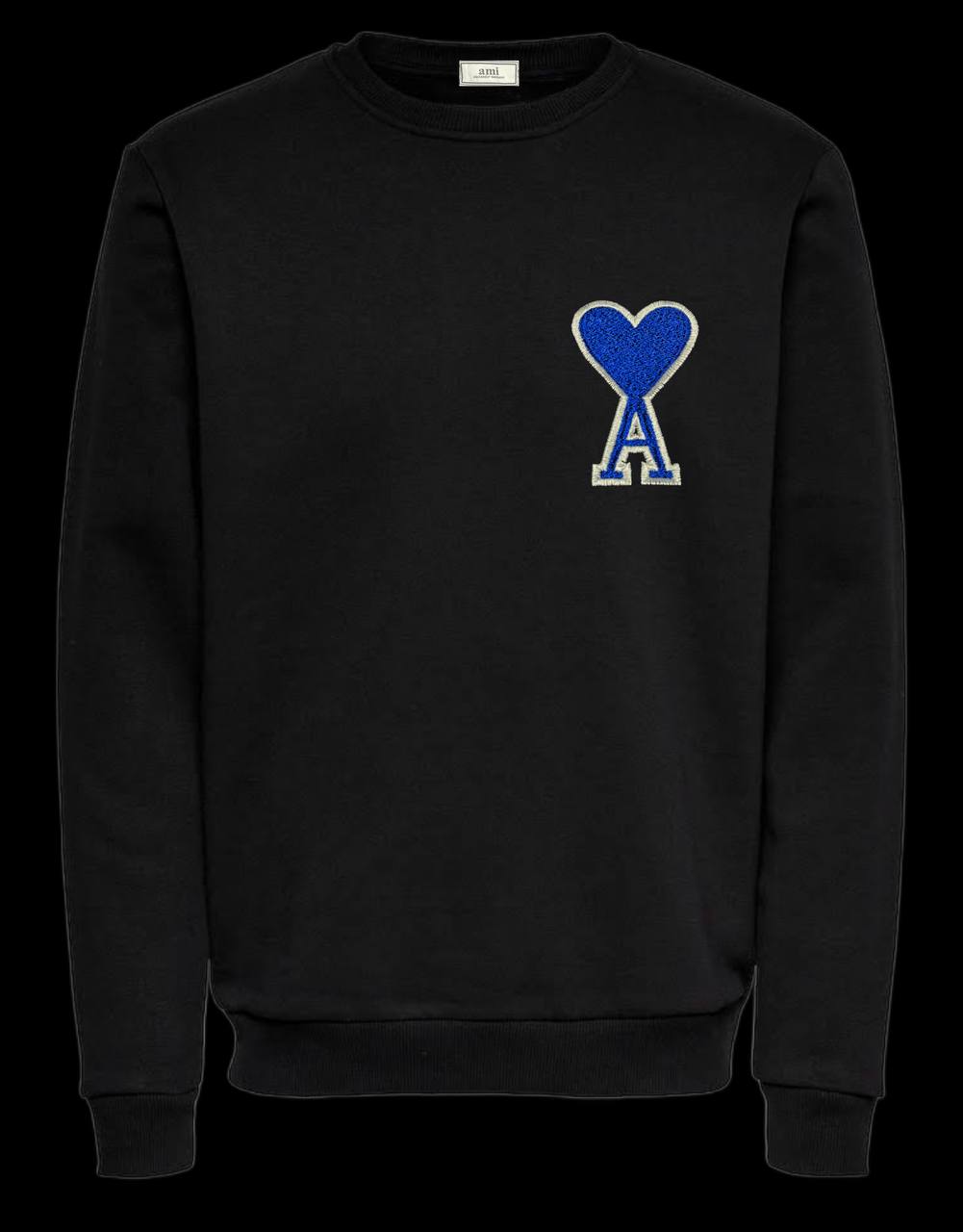 Sudadera AMI PARIS negro logo azul contorno blanco