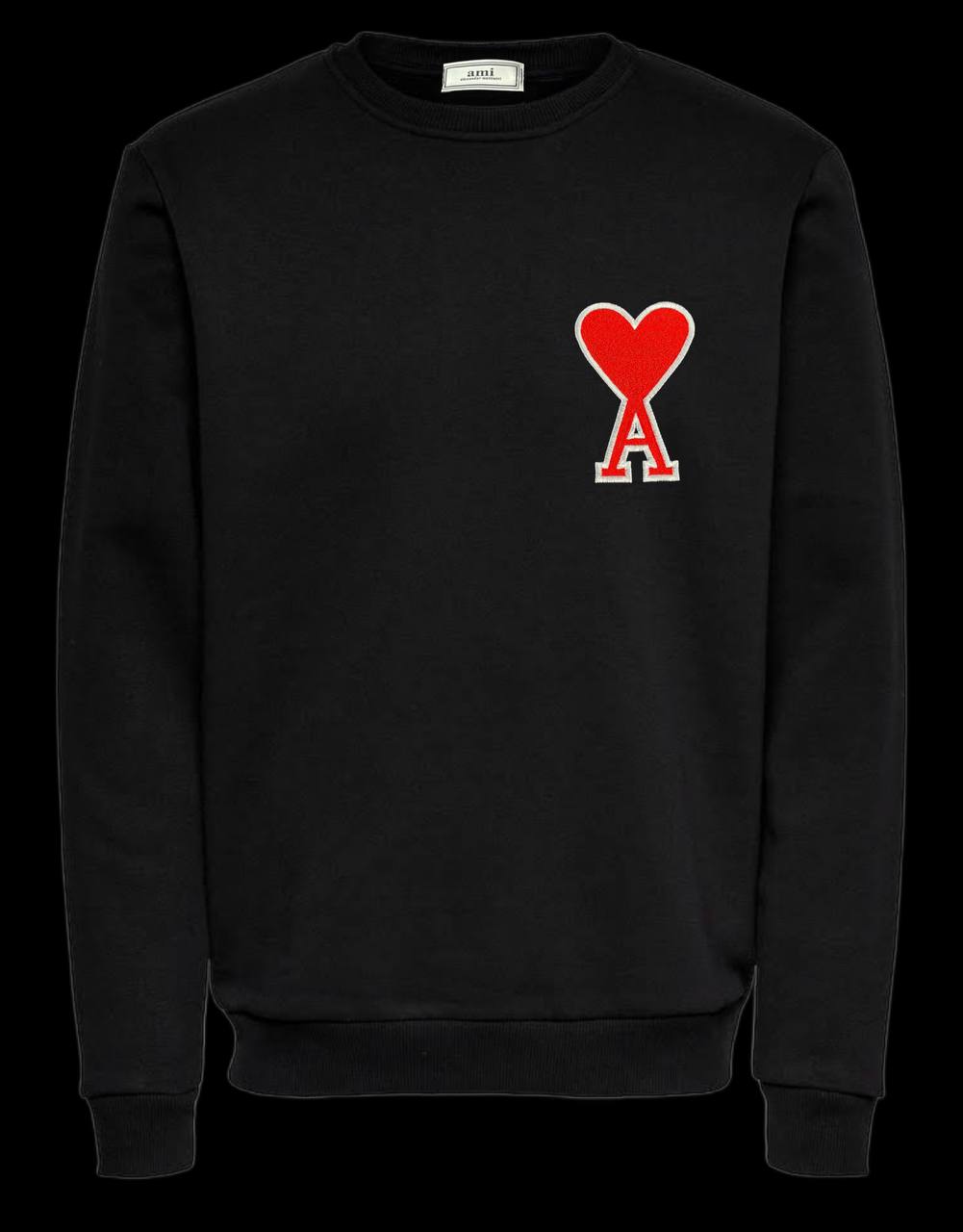 Sudadera AMI PARIS negra logo rojo contorno blanco