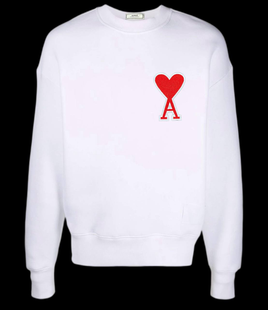 Sudadera AMI PARIS blanca logo rojo contorno blanco