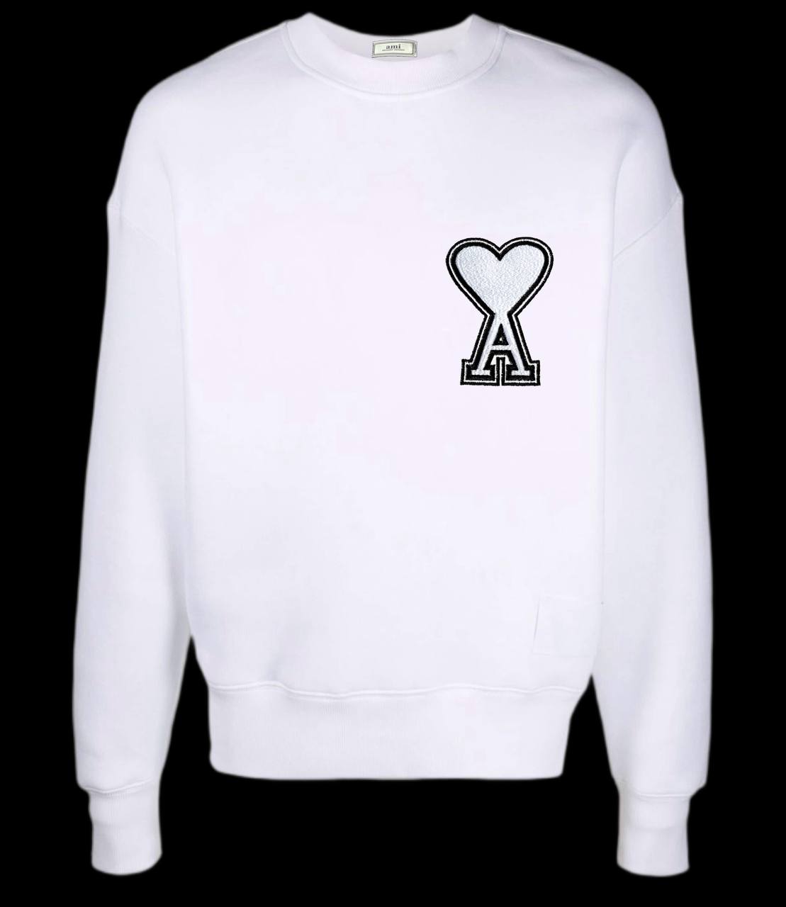 Sudadera AMI PARIS blanca logo gris contorno negro