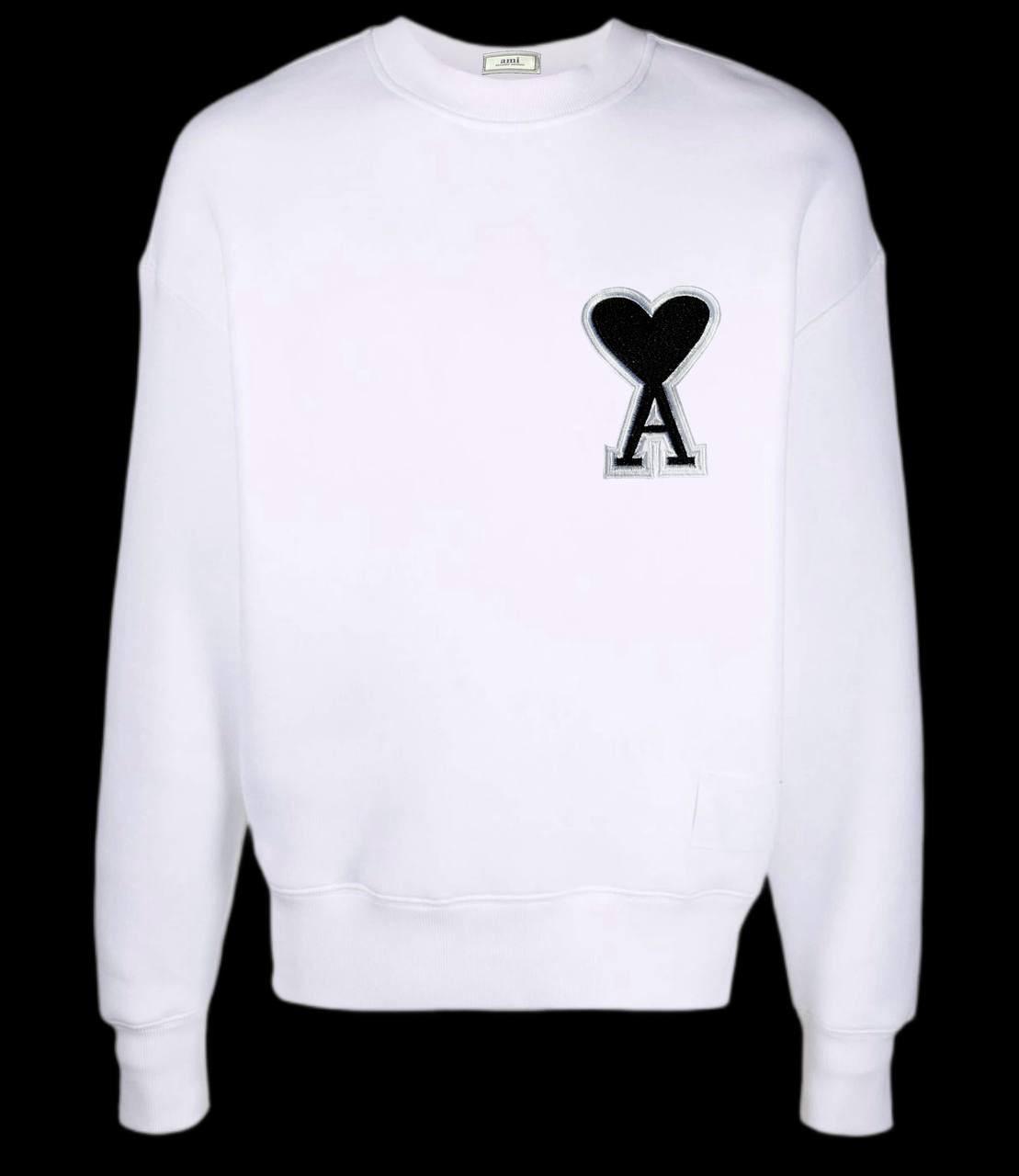 Sudadera AMI PARIS blanca logo negro contorno gris