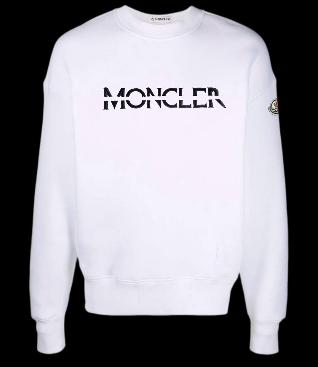 Sudadera MONCLER blanca logo negro logo en lateral