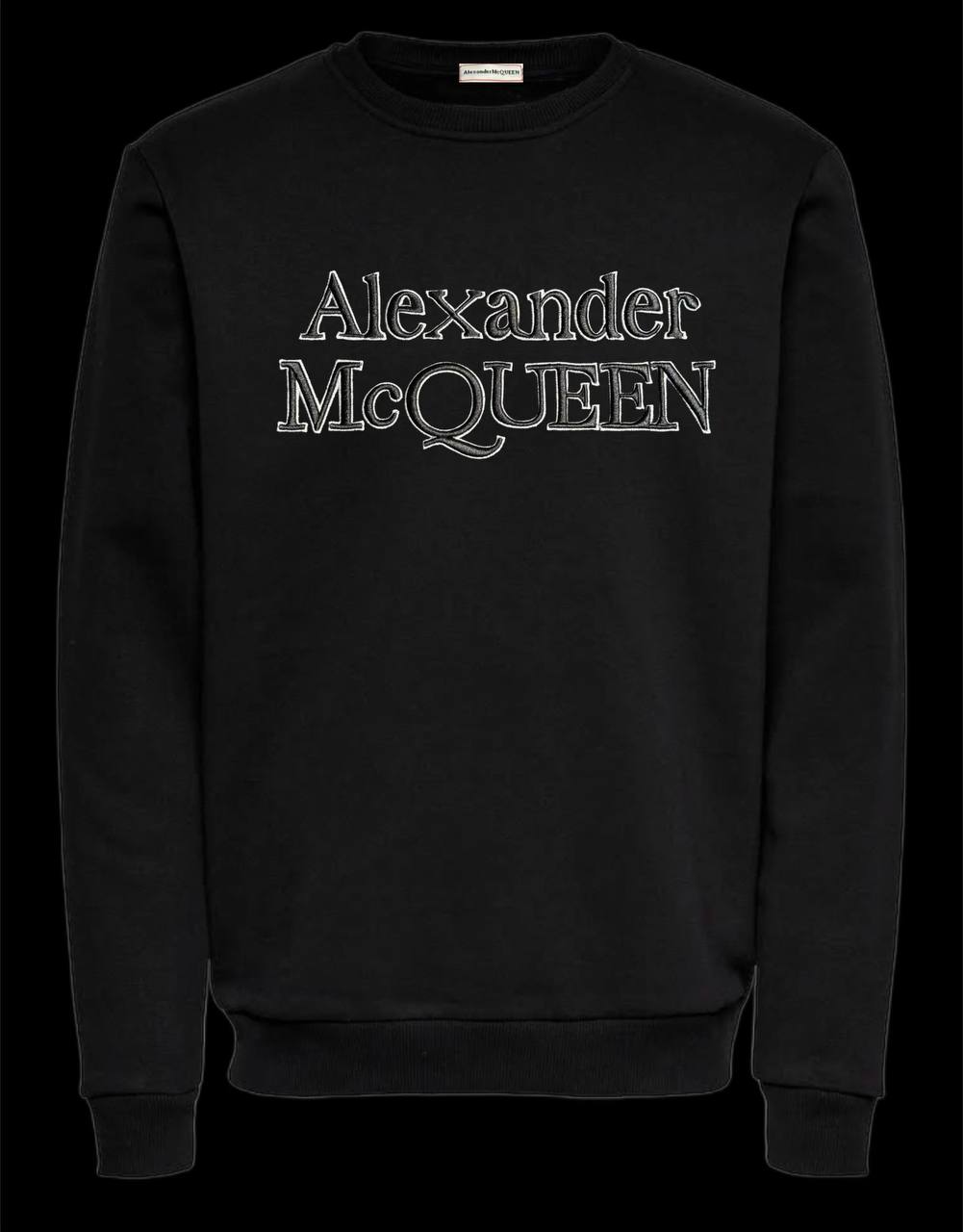 Sudadera ALEXANDER MCQUEEN negro logo negro contorno blanco