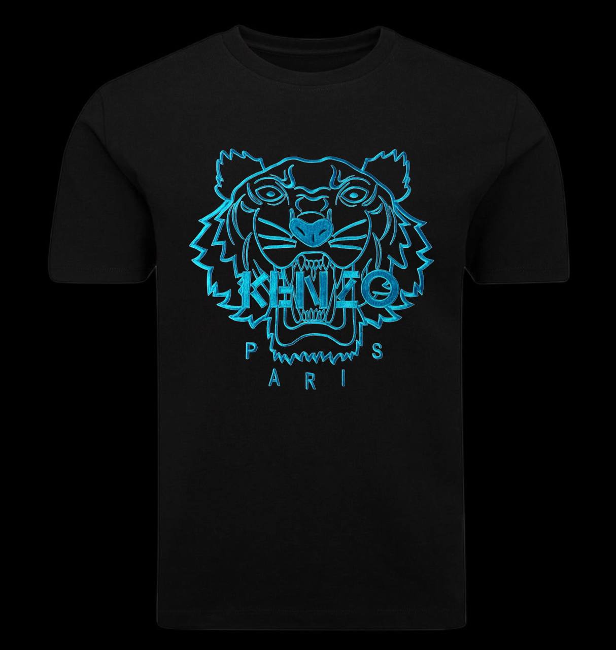 Camiseta kenzo negro logo grande azul