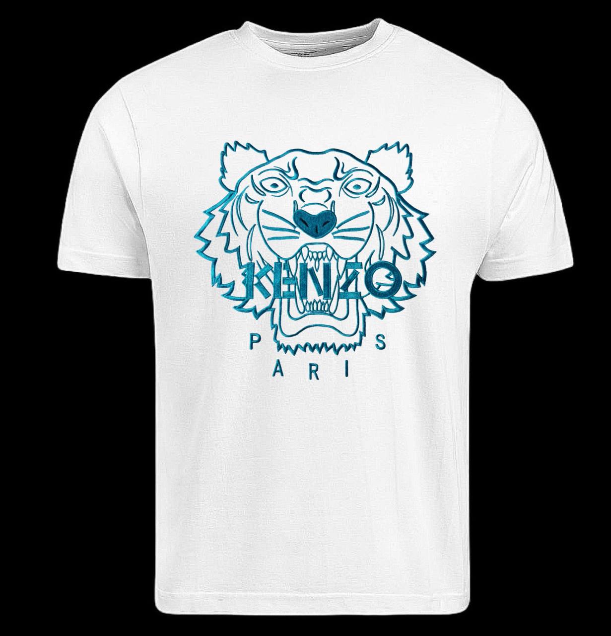 Camiseta kenzo blanca logo grande azul