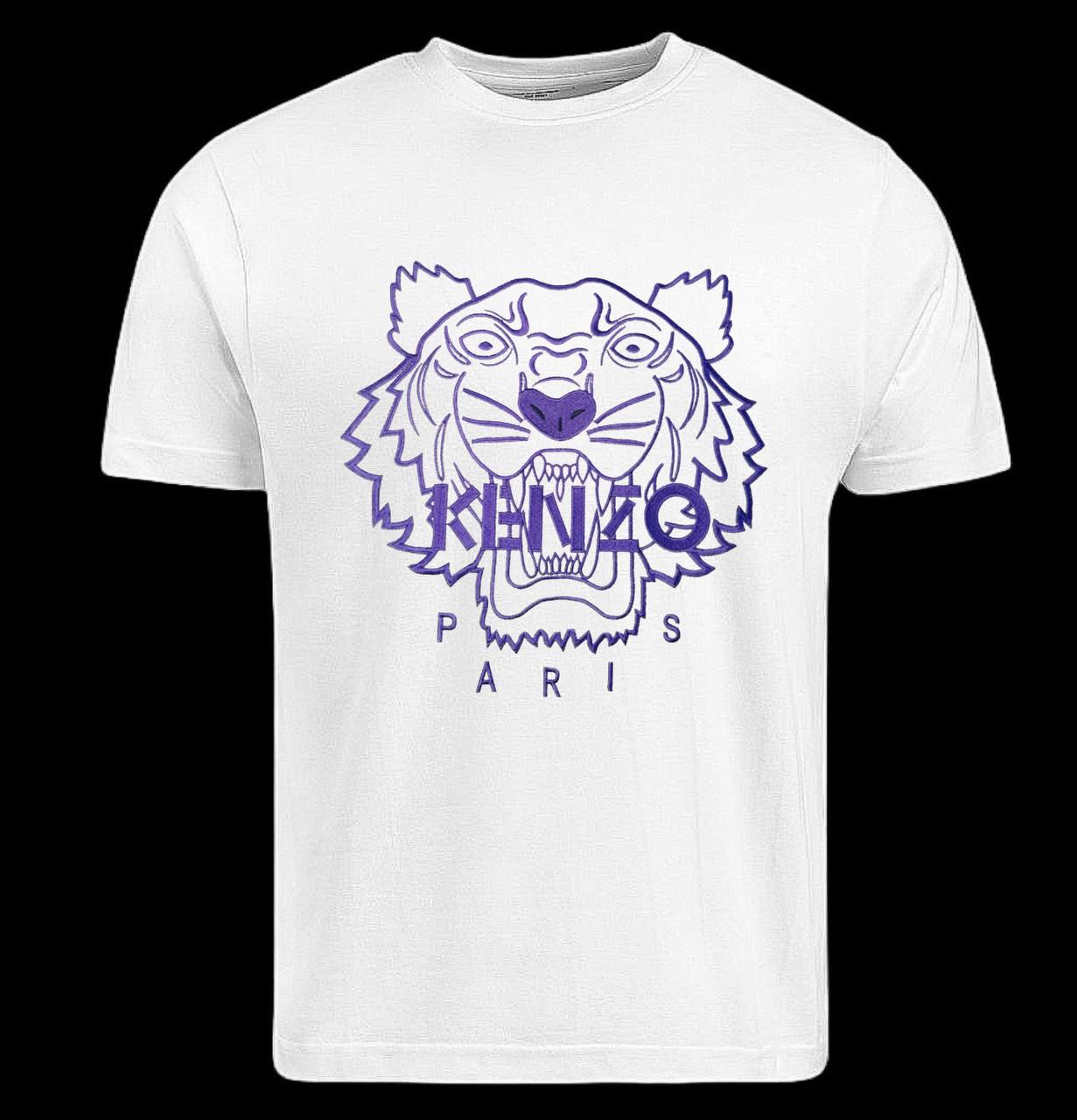 Camiseta kenzo blanco logo grande morado