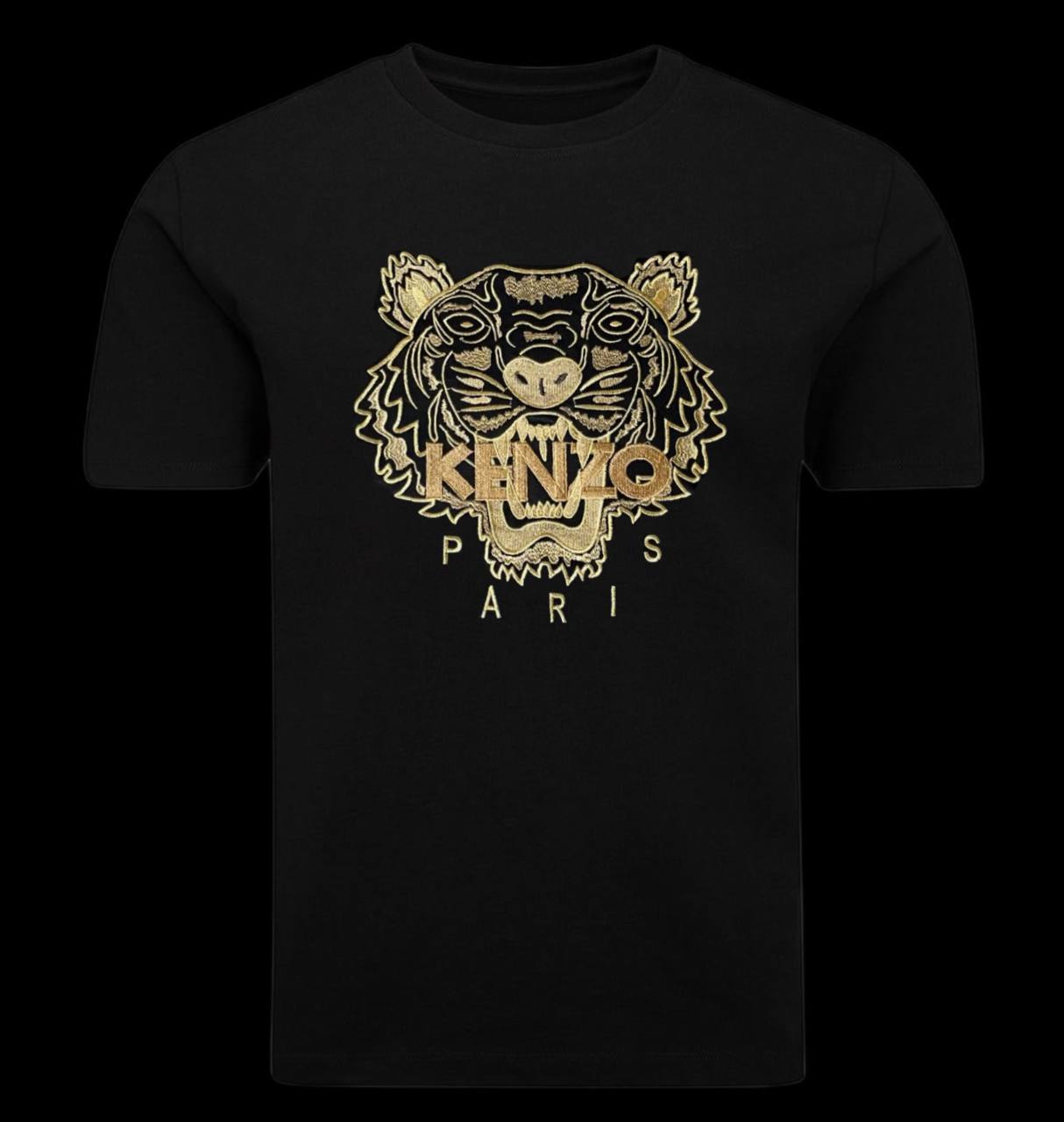 Camiseta kenzo negro logo grande dorado