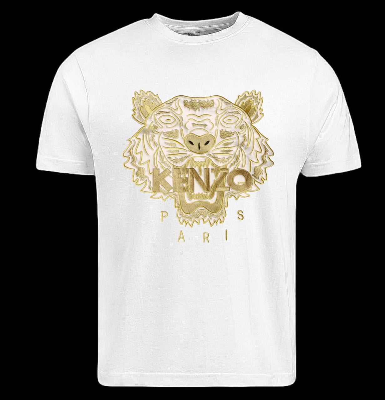 Camiseta kenzo blanco logo grande dorado