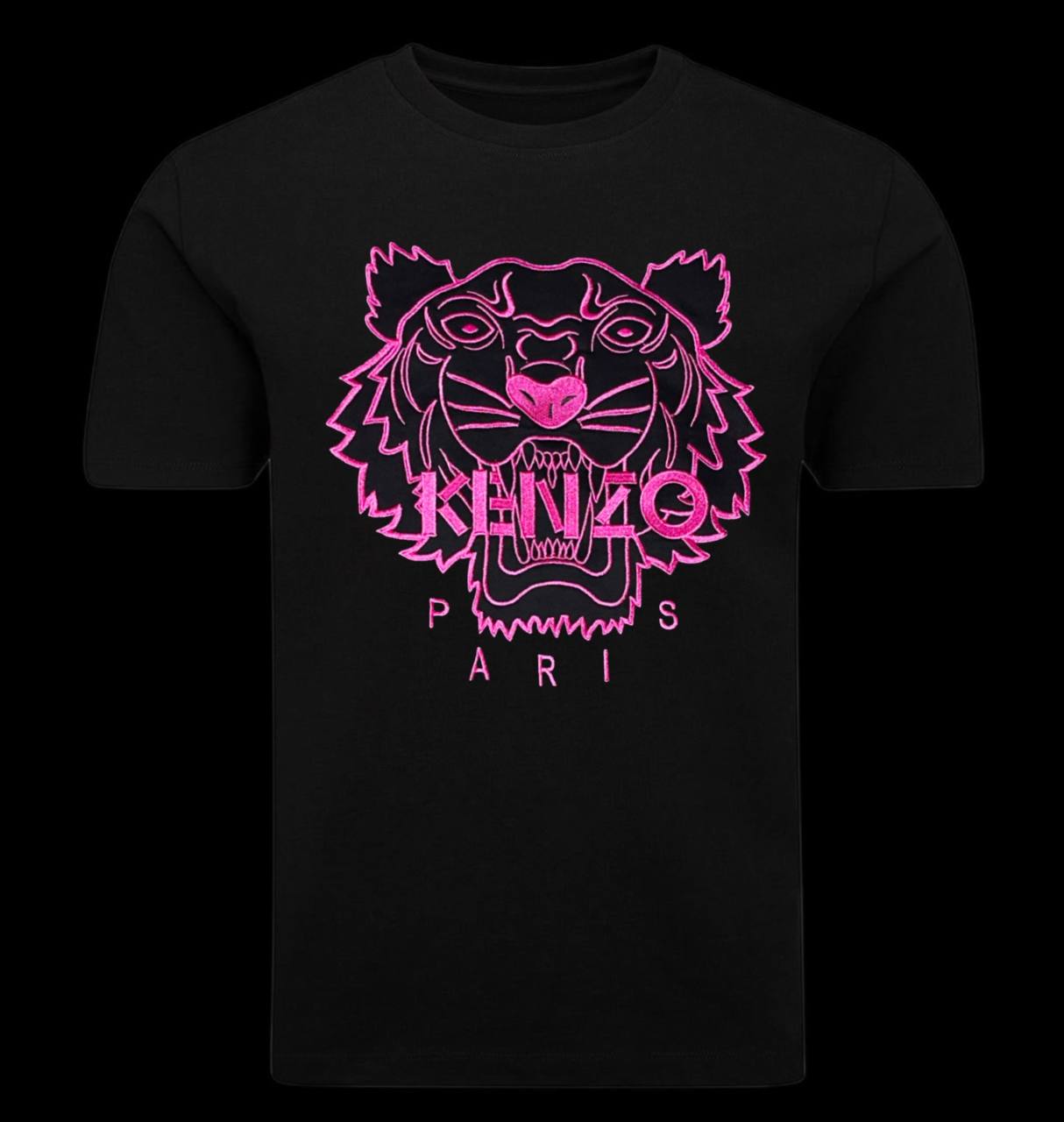 Camiseta kenzo negro logo grande rosa