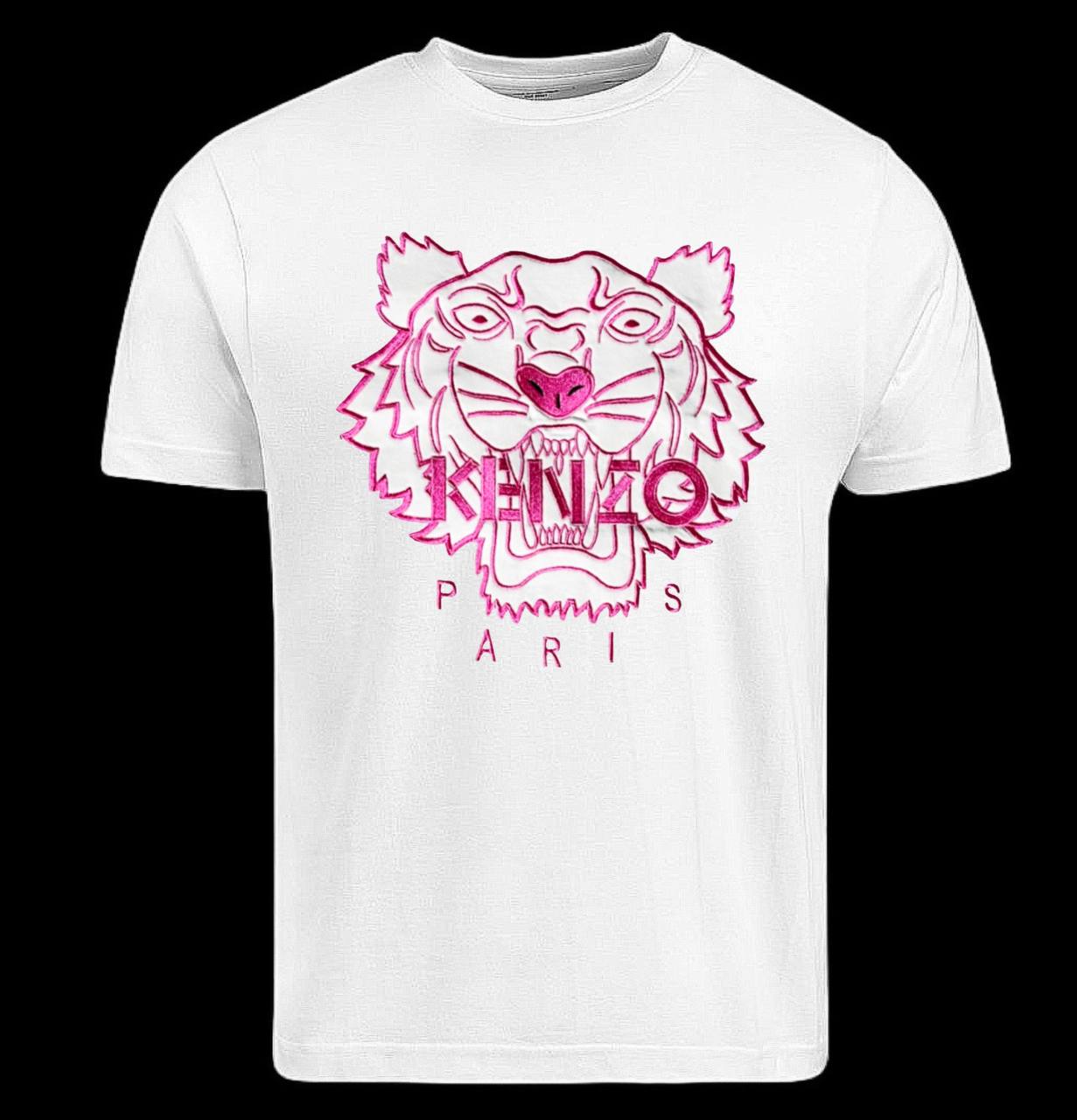 Camiseta kenzo blanco logo grande rosa