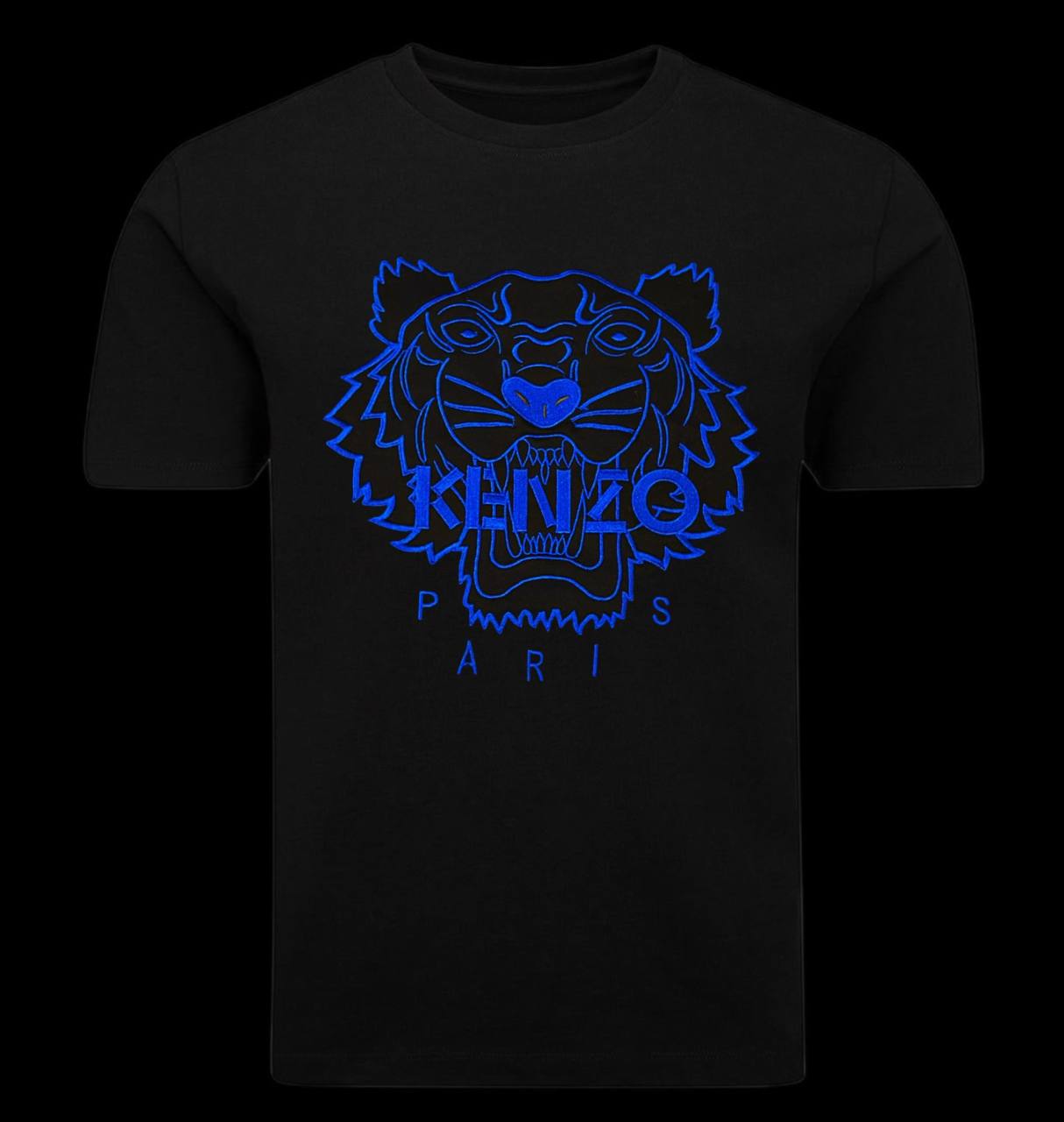 Camiseta kenzo negra logo grande azul marino