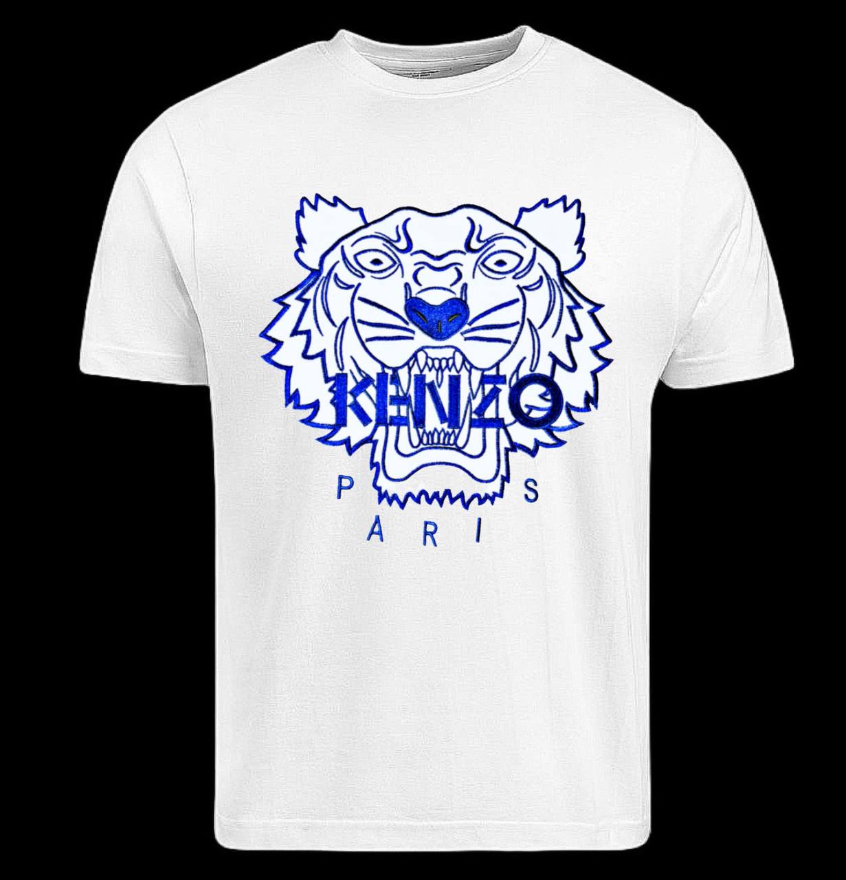 Camiseta kenzo blanca logo grande azul marino
