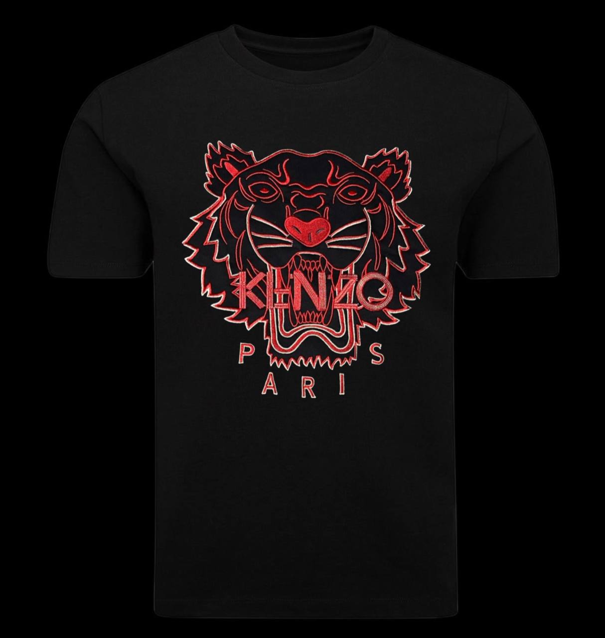 Camiseta kenzo negra logo grande rojo