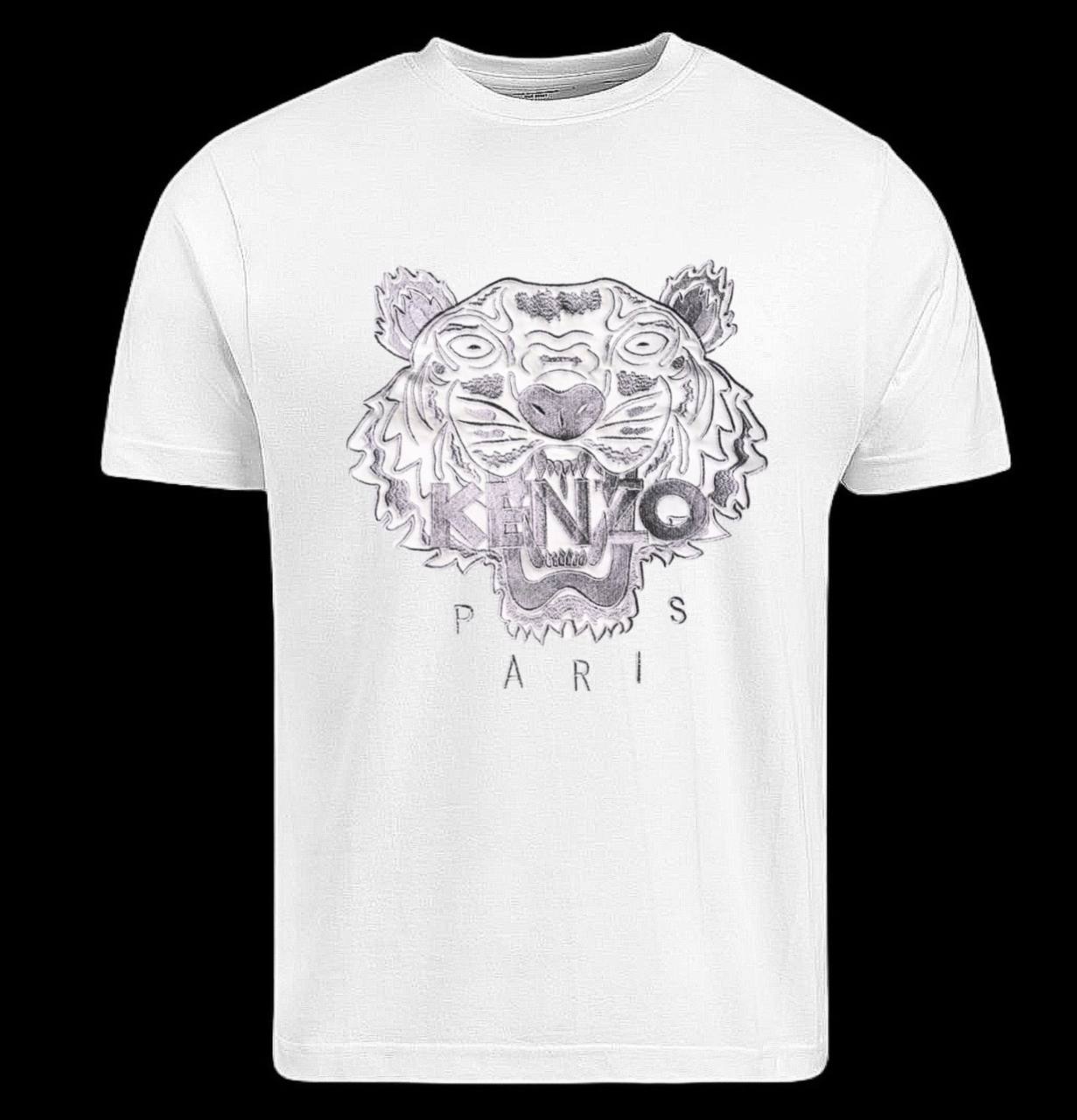 Camiseta kenzo blanco logo grande gris