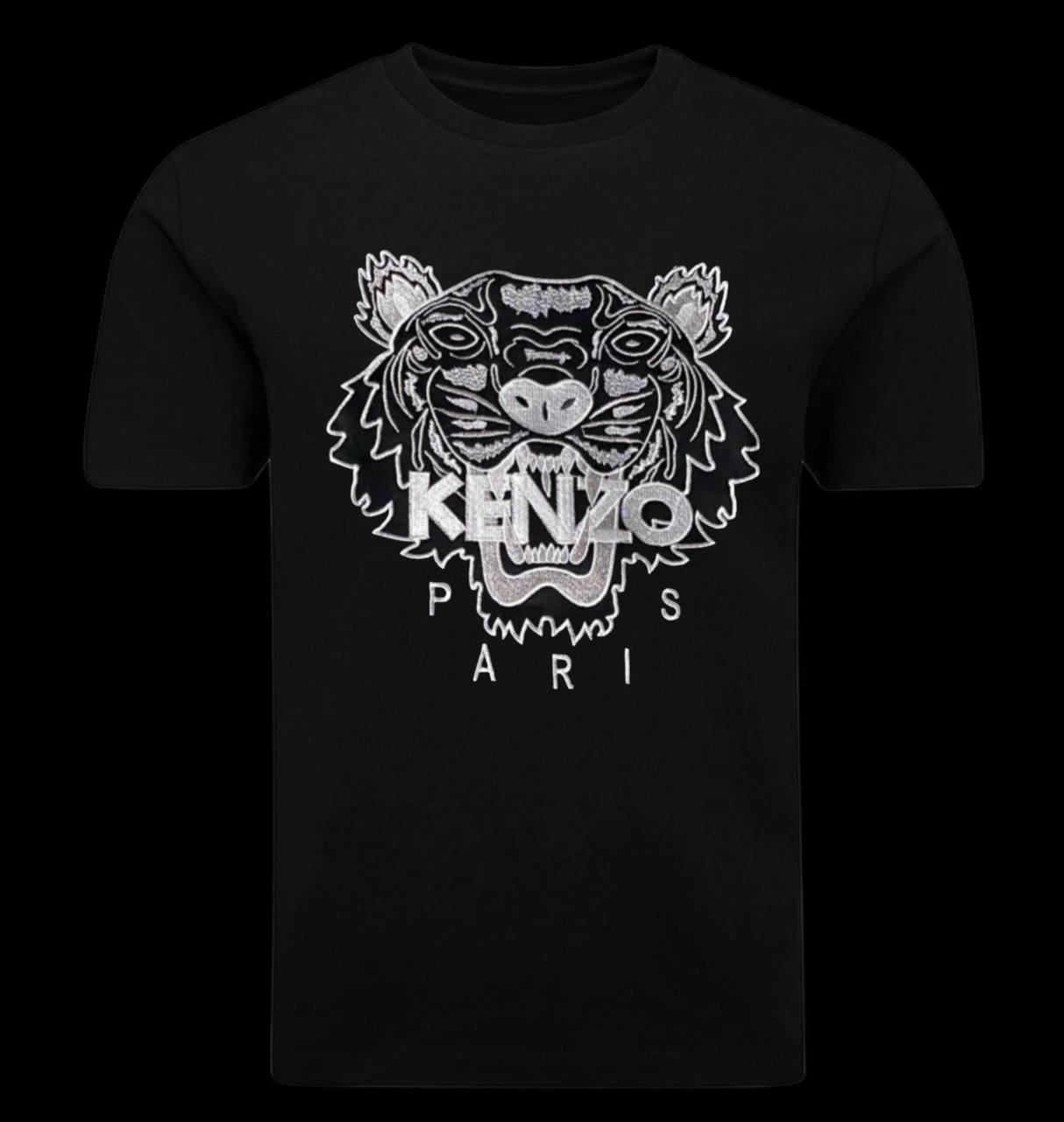 Camiseta kenzo negro logo grande gris