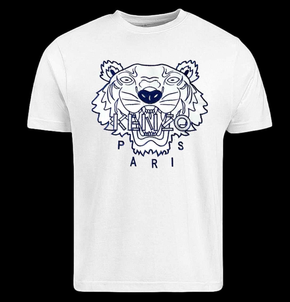 Camiseta kenzo blanco logo grande azul marino