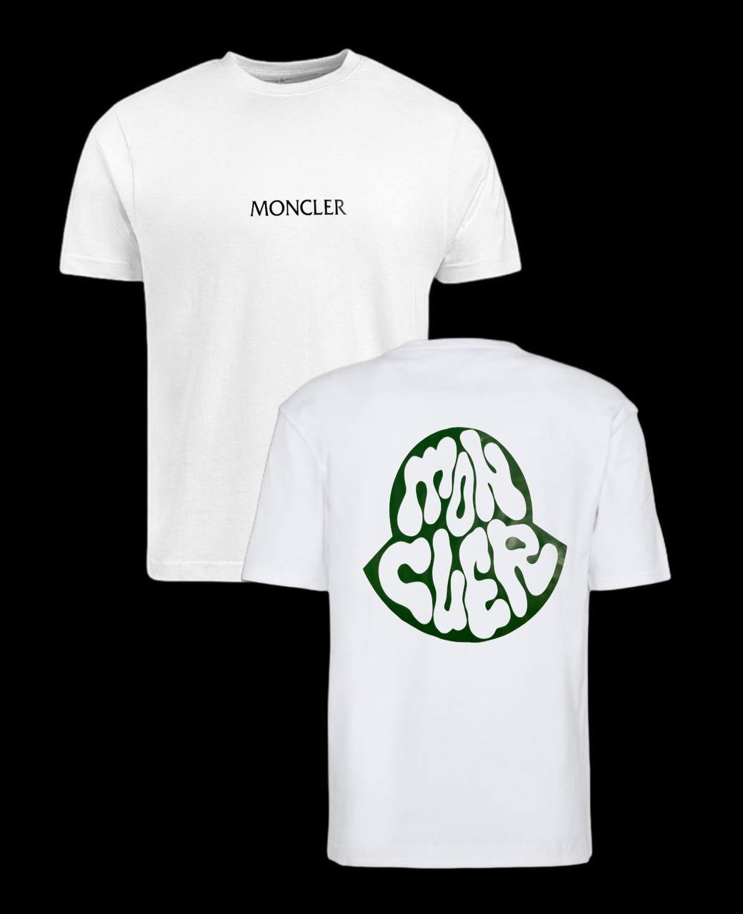 Camiseta moncler blanca logo en espalda verde