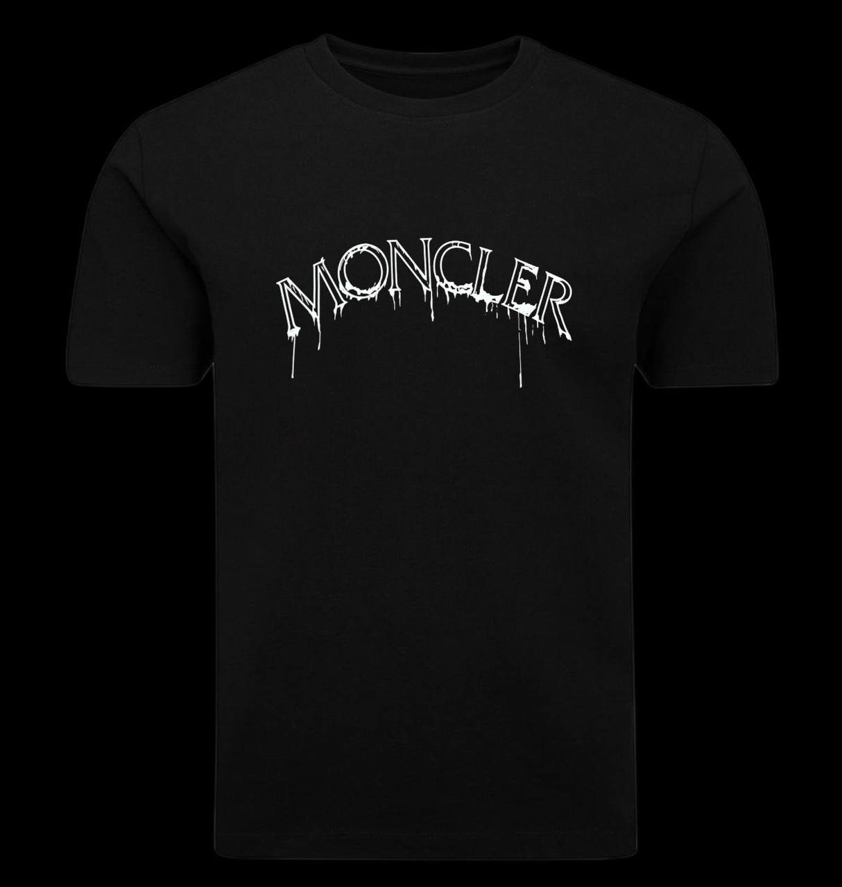 Camiseta moncler negra logo blanco goteo
