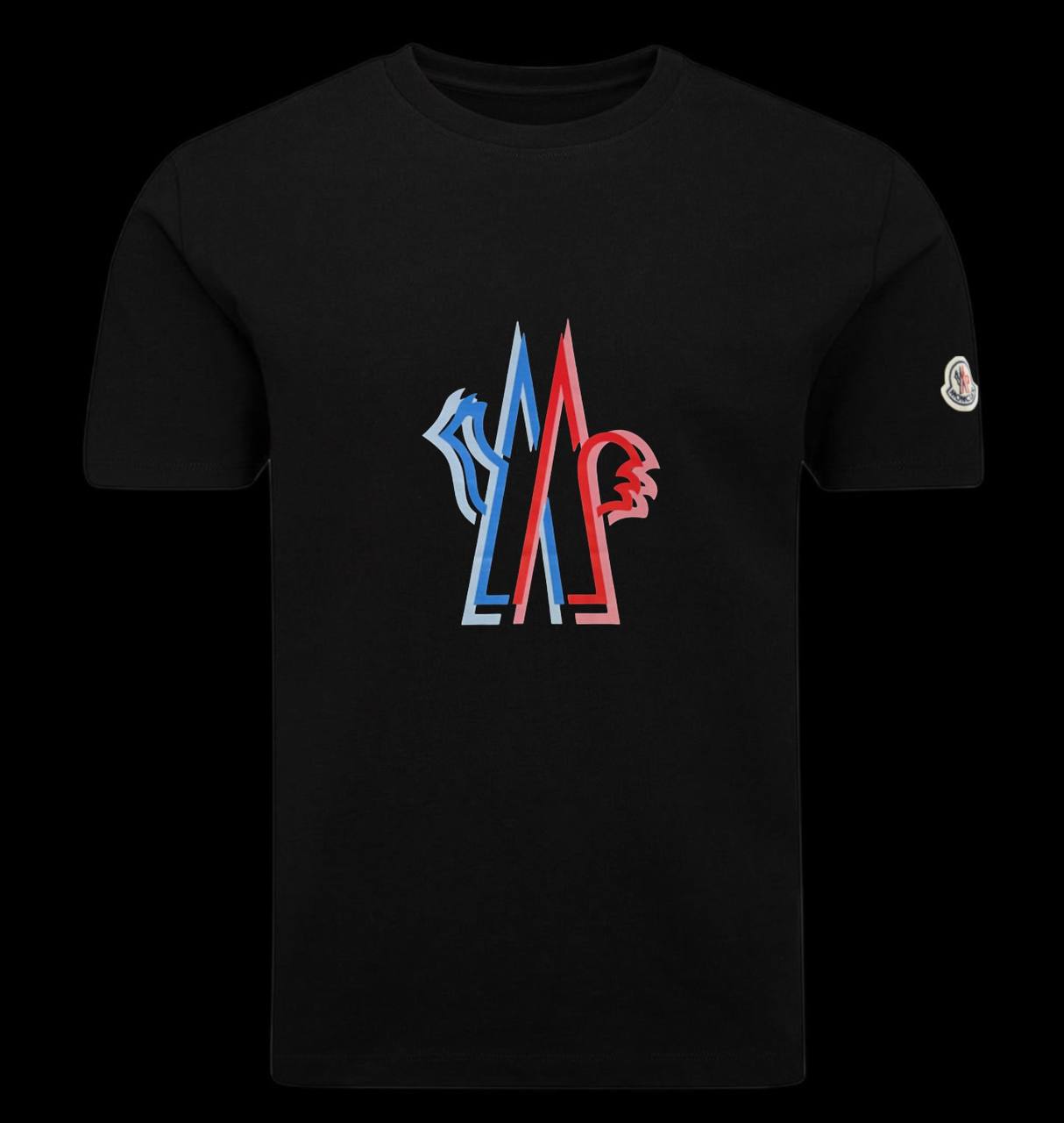 Camiseta moncler negra logo grande bicolor