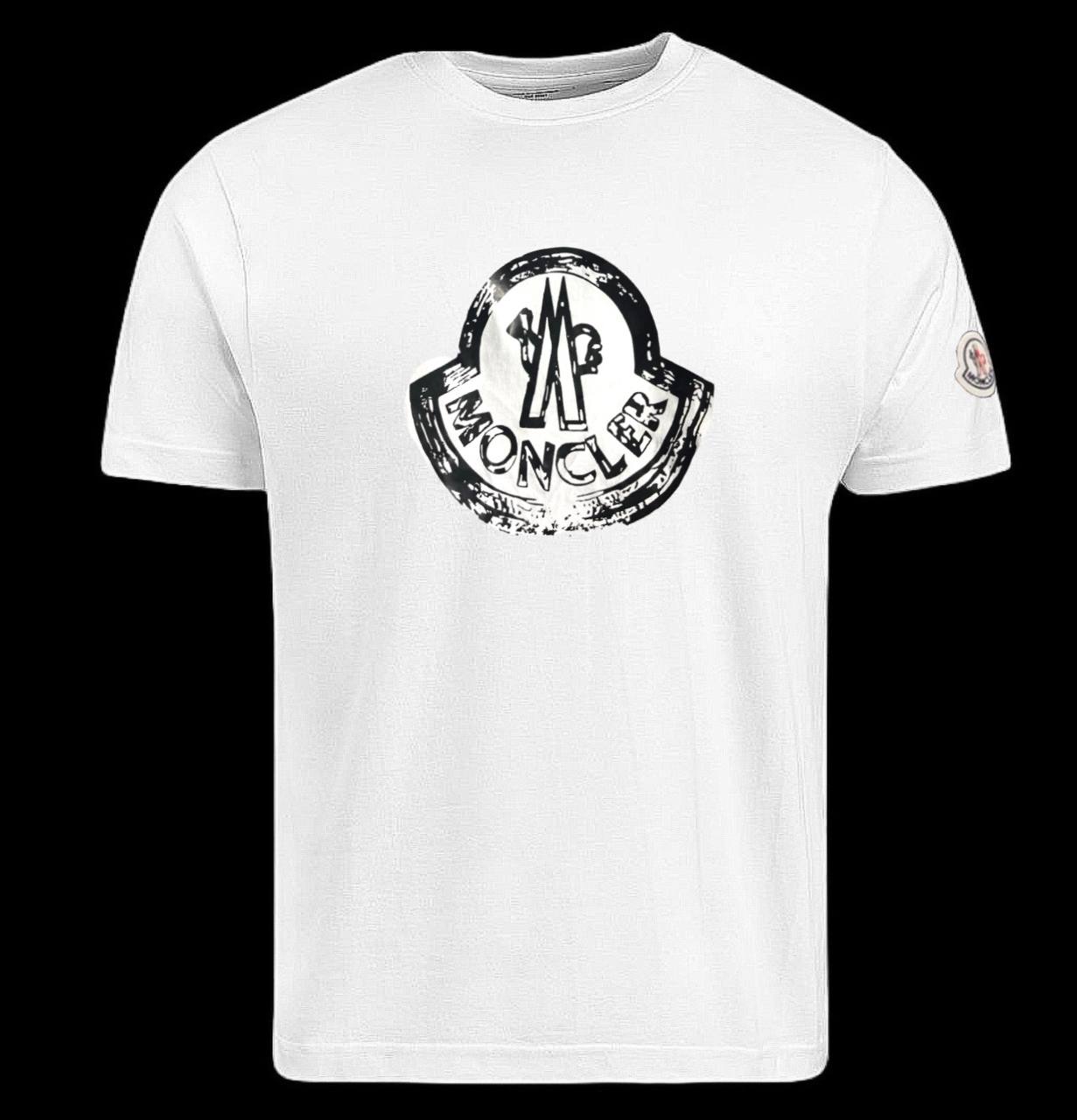 Camiseta moncler blanca logo grande negro