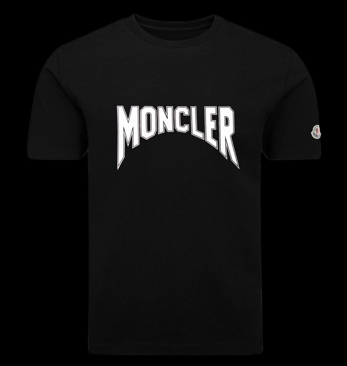 Camiseta moncler negro logo blanco contorno negro