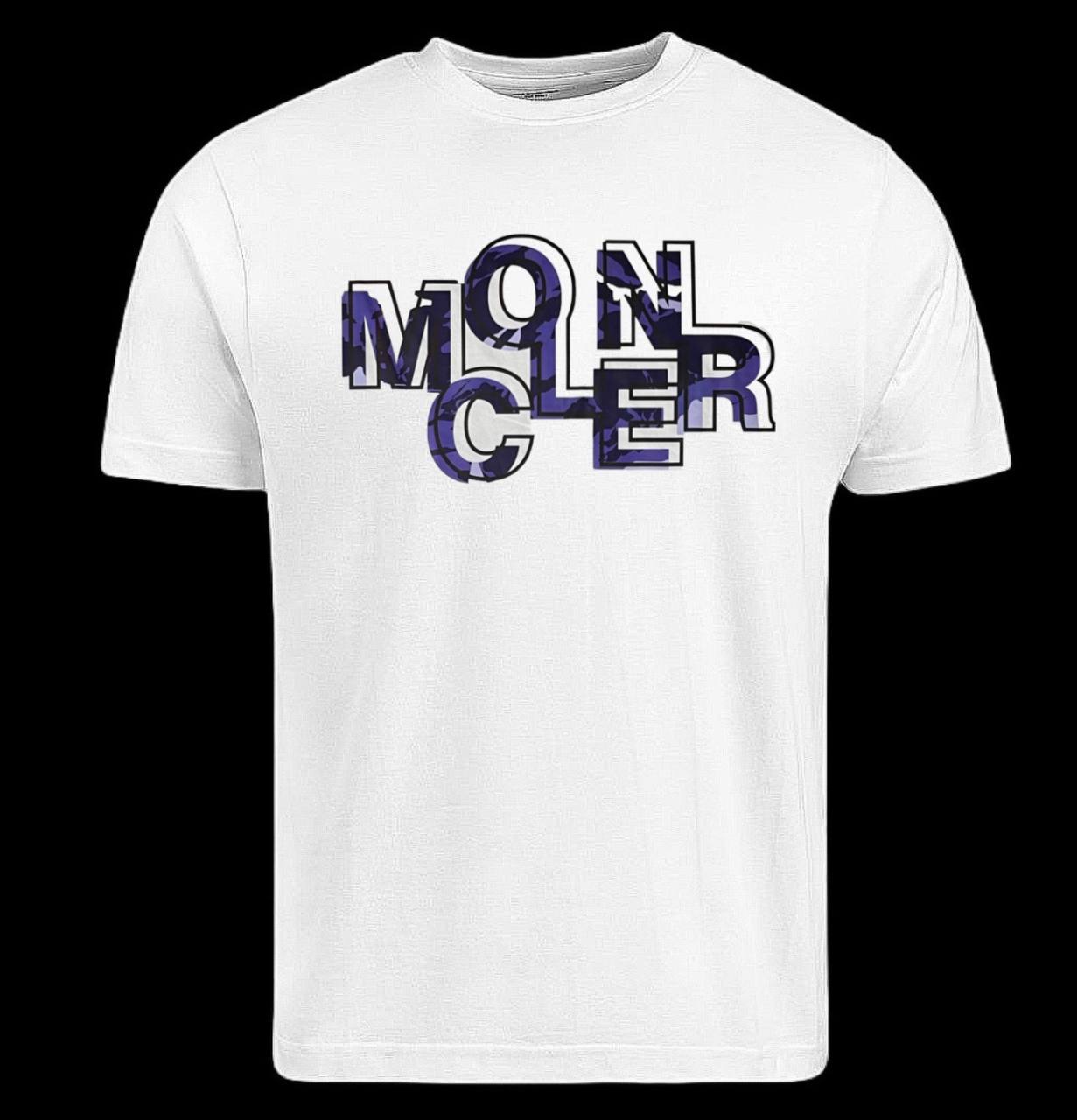 Camiseta moncler blanco logo morado contorno negro