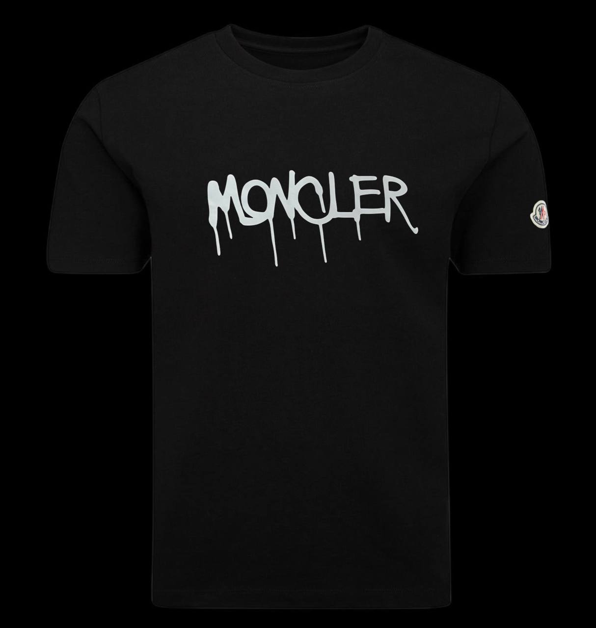 Camiseta moncler negro logo blanco pintura