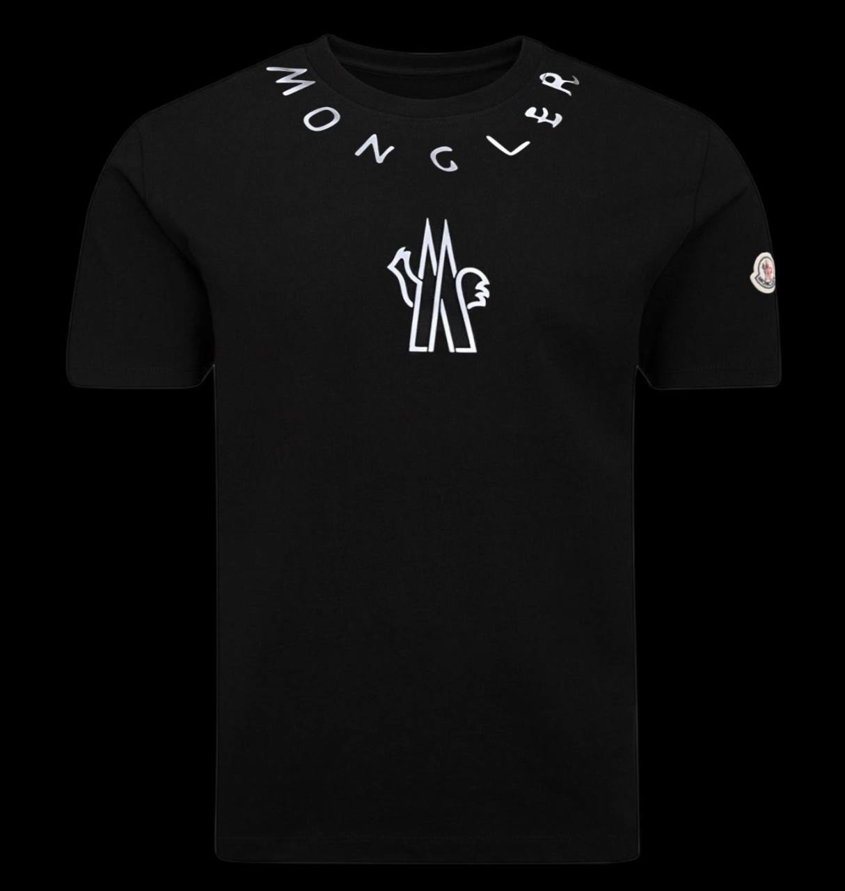 Camiseta moncler negro logo blanco letras cuello