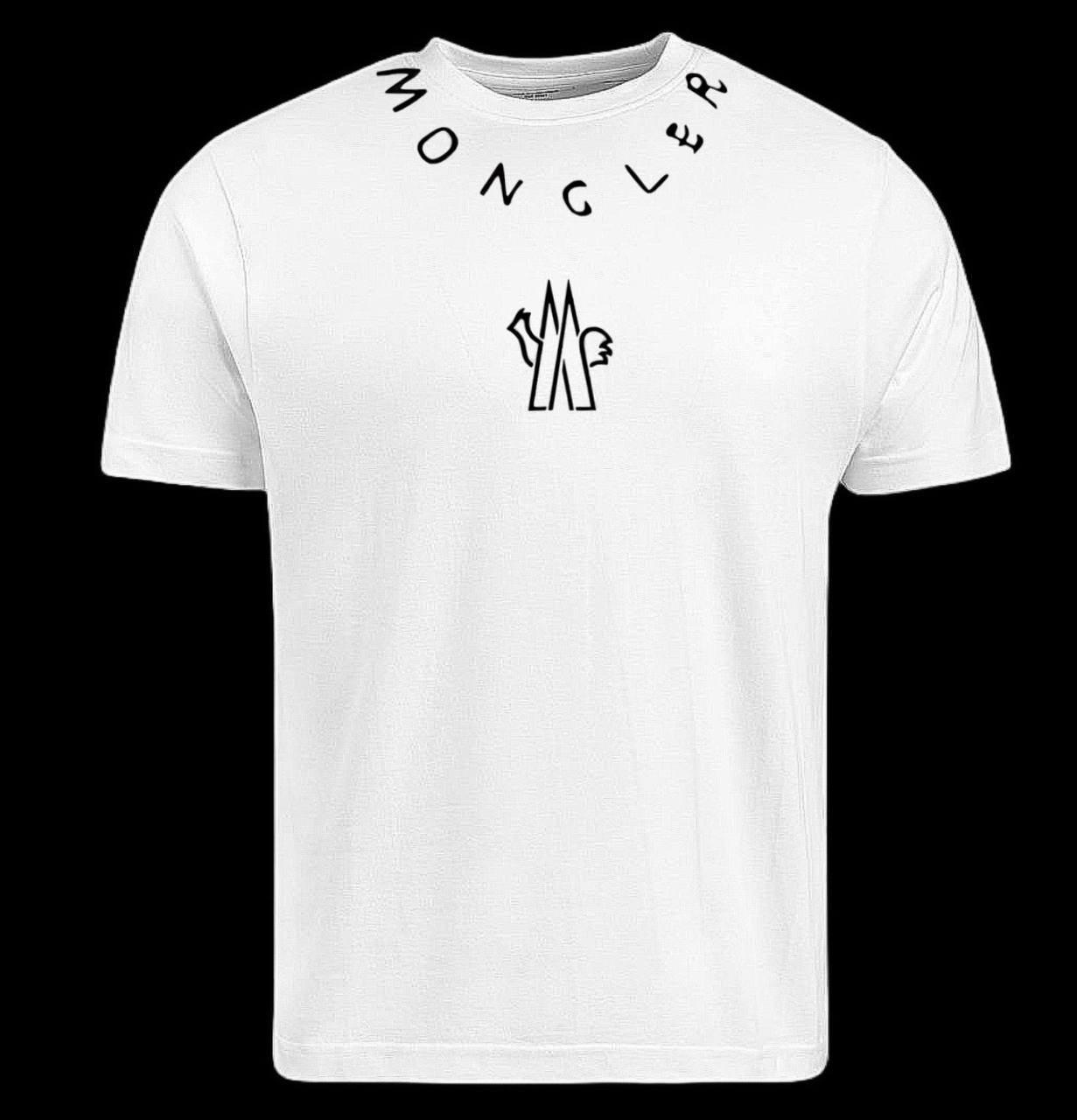 Camiseta moncler blanco logo negro letras cuello