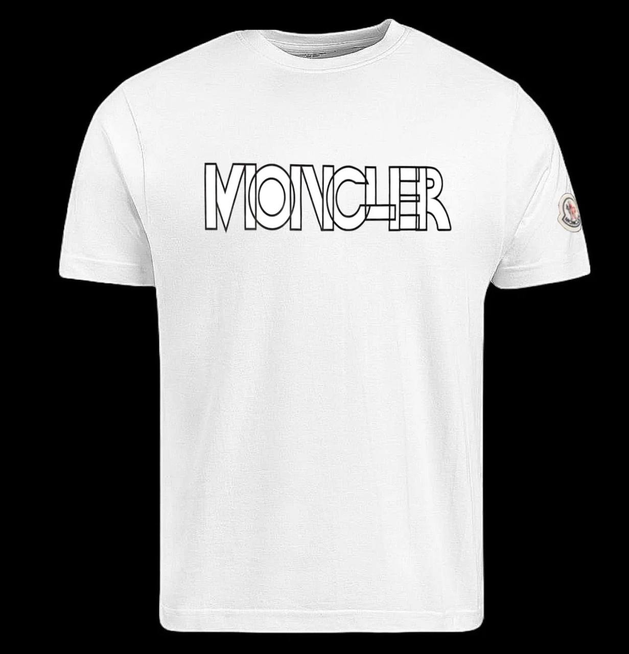 Camiseta moncler blanca letras negro