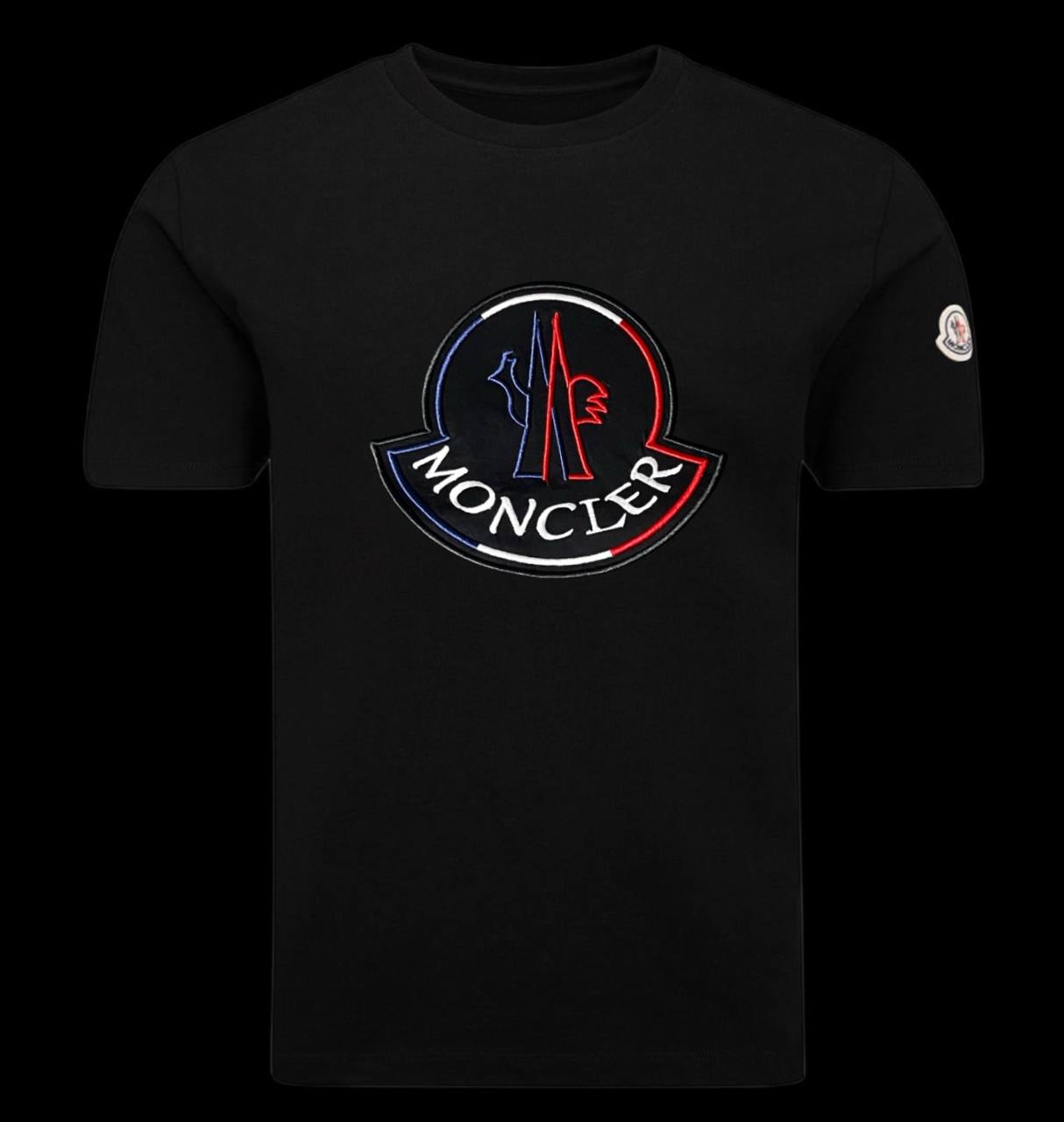 Camiseta moncler negro logo tricolor