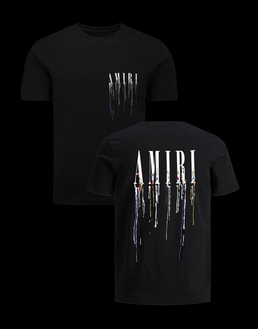 Camiseta amiri negra letras blancas colores