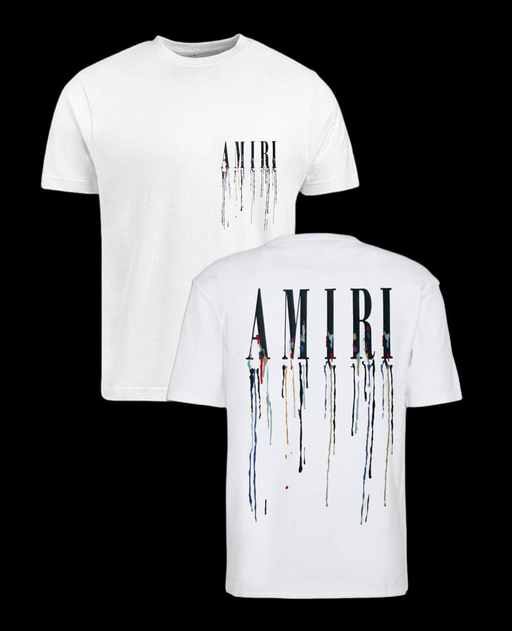 Camiseta amiri blanco letras negras colores