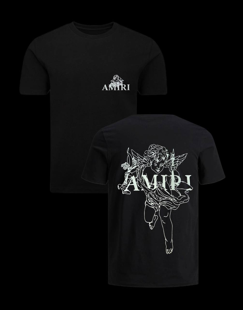 Camiseta amiri negra letras blancas angel