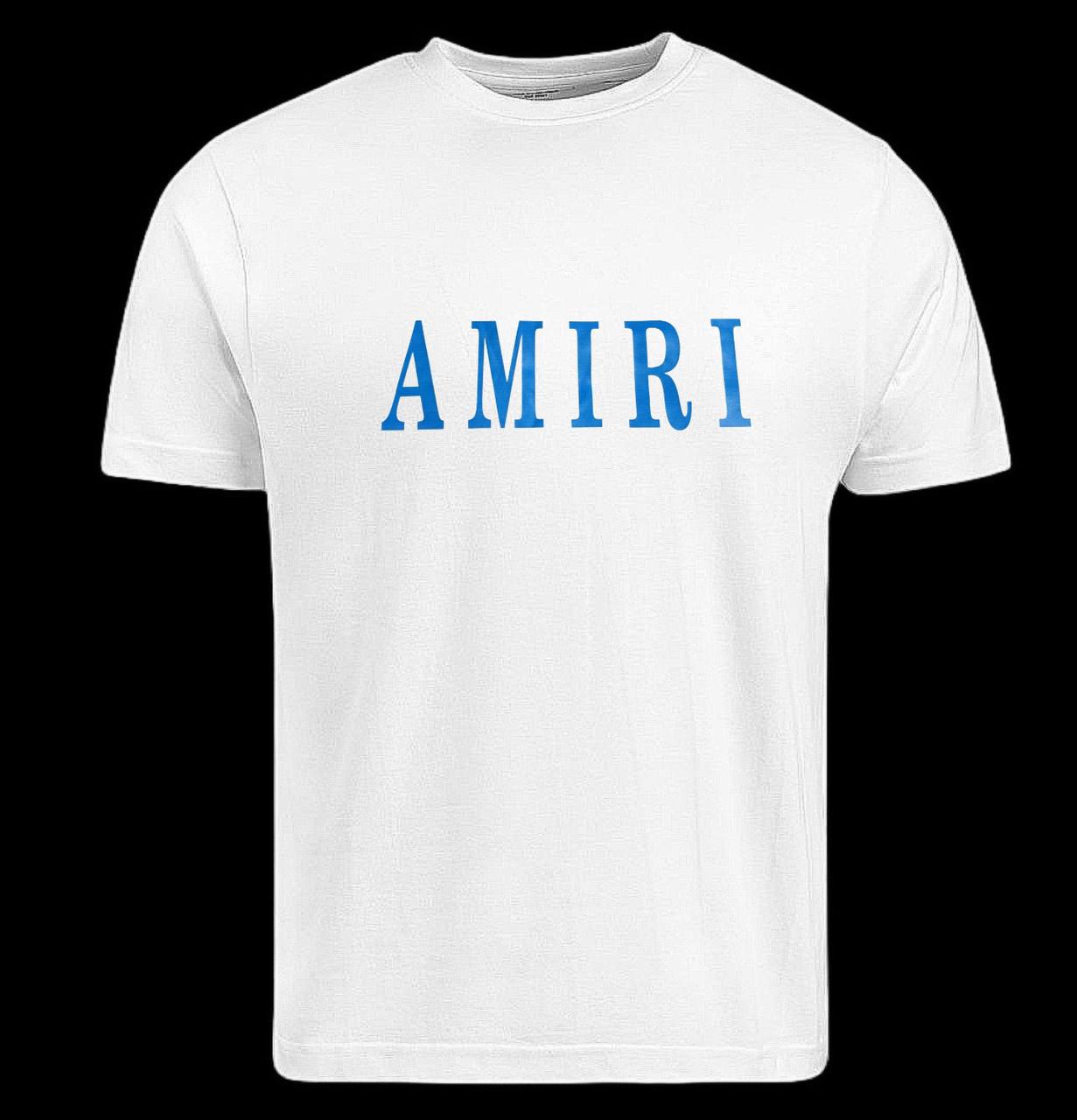 Camiseta amiri blanco logo azul