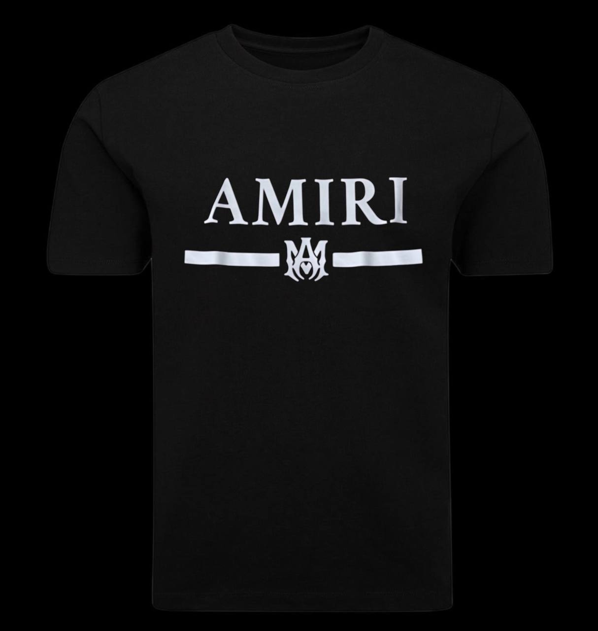 Camiseta amiri negra letras blanco y logo