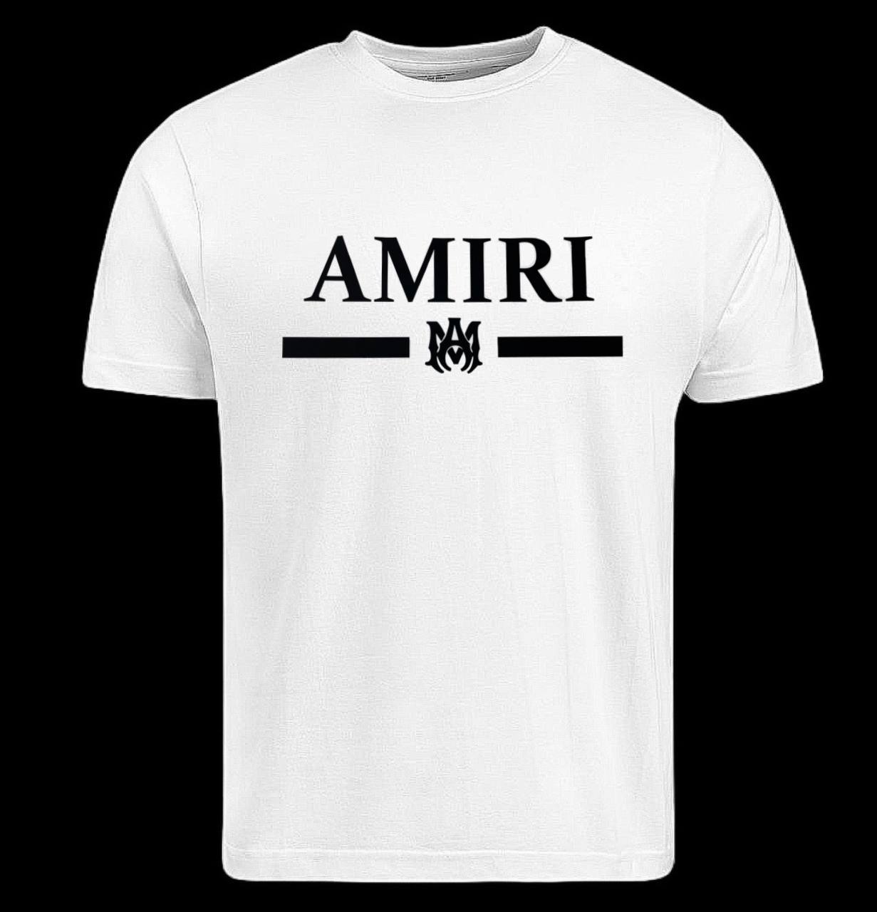 Camiseta amiri blanca letras negra y logo