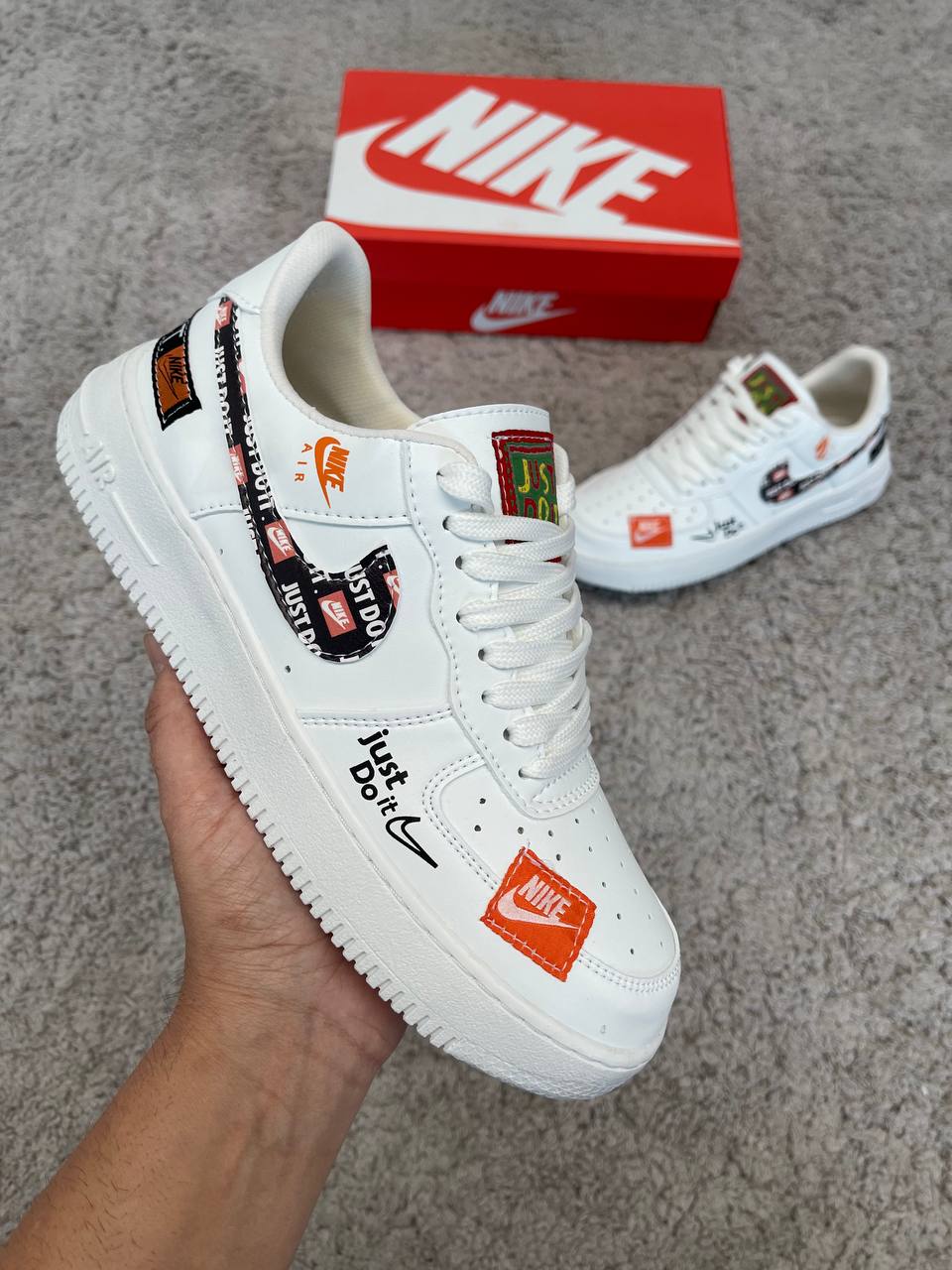 AIR FORCE 1 blancas logo negro just do it