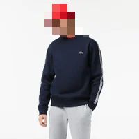 Sudadera LACOSTE azul marino laterales gris y blanco logo verde