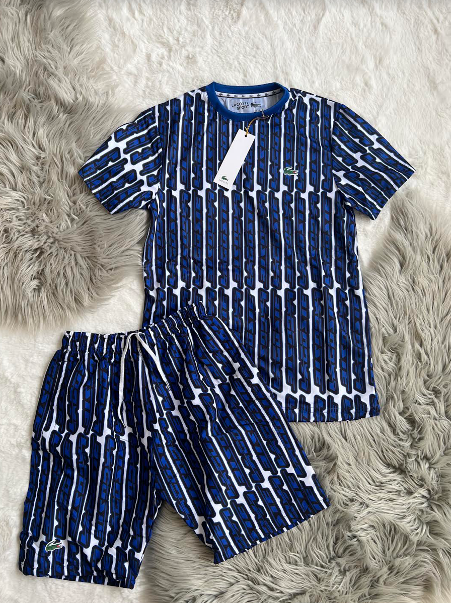 Conjunto corto lacoste logos azules
