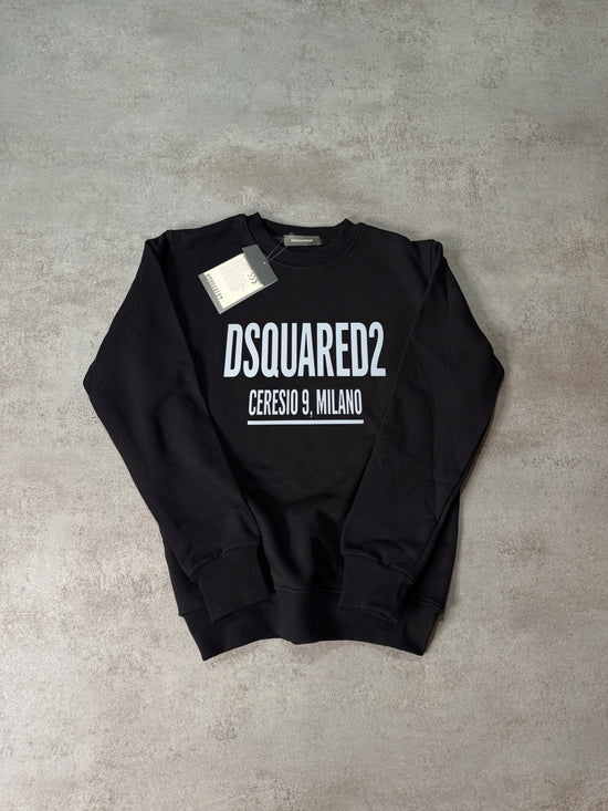 Sudadera DSQUARED negro logo blanco milano
