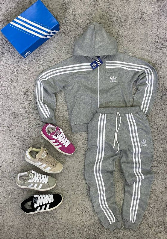 CHANDAL ADIDAS CLASSIC chica gris y blanco